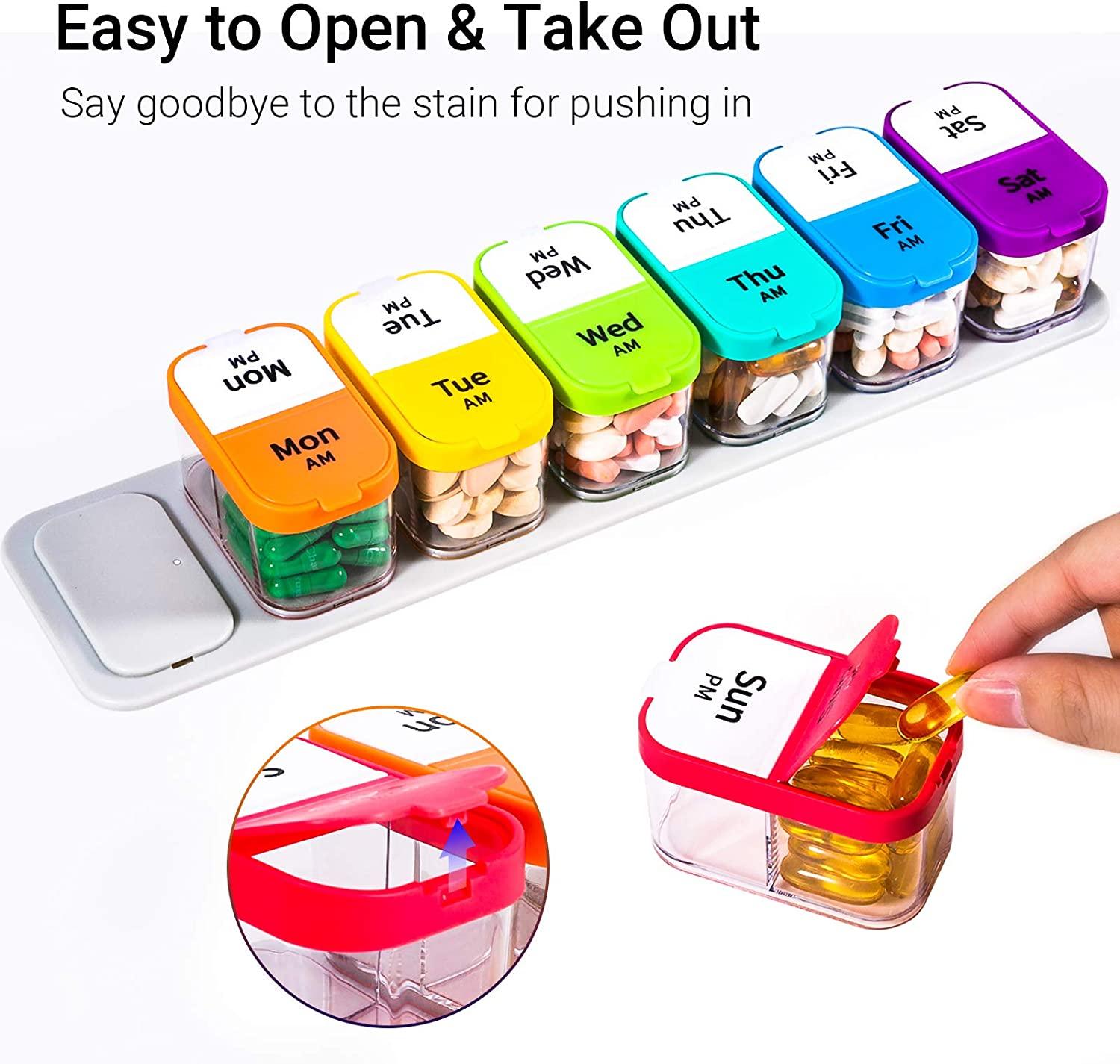 Daviky Smart XL 7 Day Pill Organizer Weekly AM PM Pill Cases Large