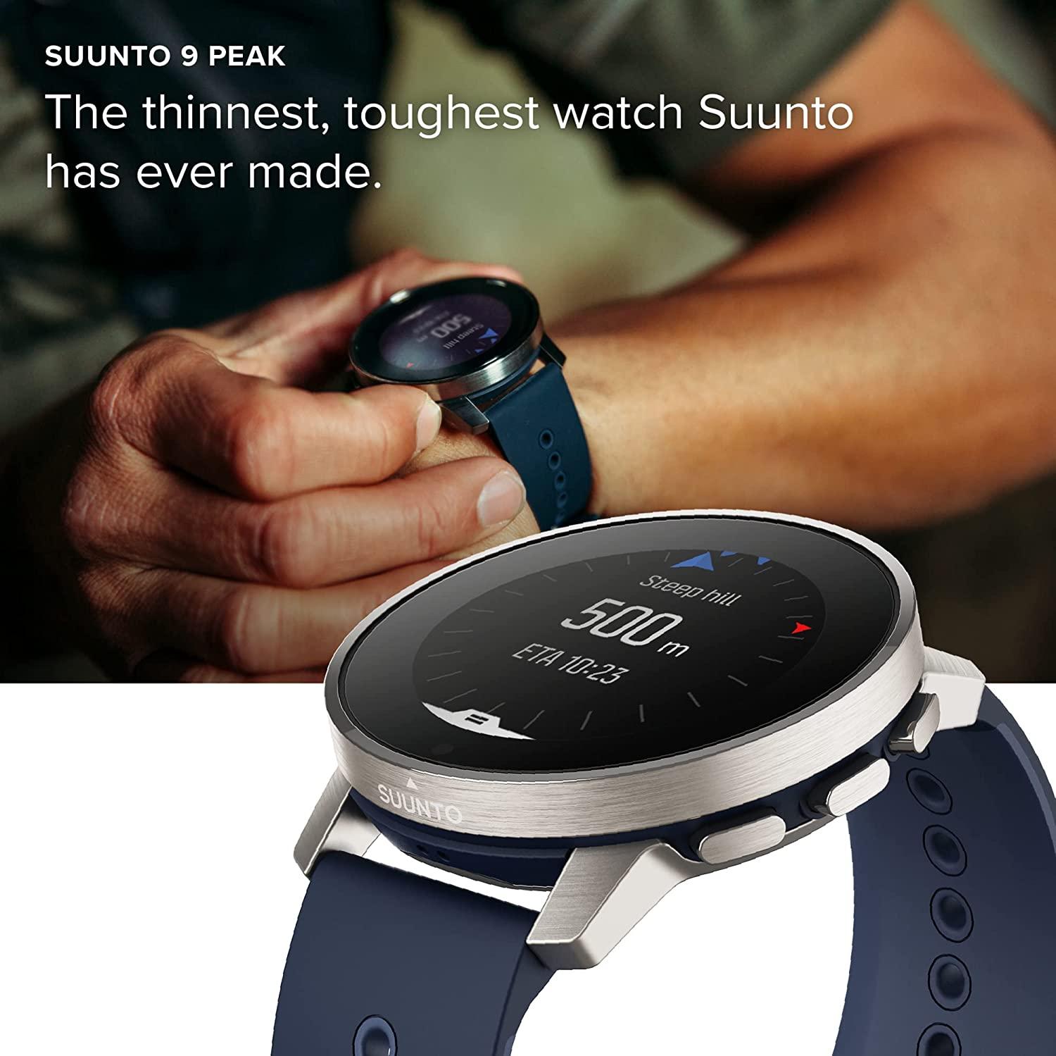 SUUNTO 9 Peak: Premium Running, Cycling, Adventure Watch with Route Navigation, Compact 43mm Size Touch Screen, up to 170 Hours GPS Battery Life Titanium Granite Blue
