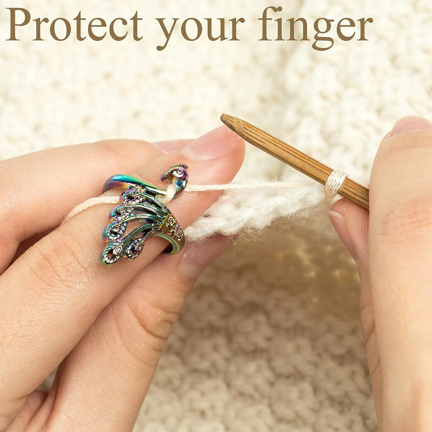 8 Pcs Crochet Ring For Finger Yarn Guide, Adjustable Crochet