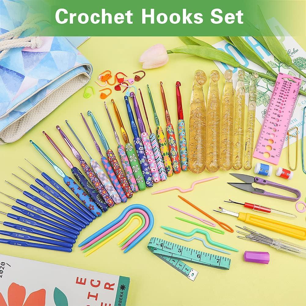 Zlulary Crochet Kit for Beginner, 5 PCS 6.5mm-10mm Large Size Crochet Hook  Set with 9 PCS Big Eye Needle, 20 Pcs Stitch Markers and Yarn