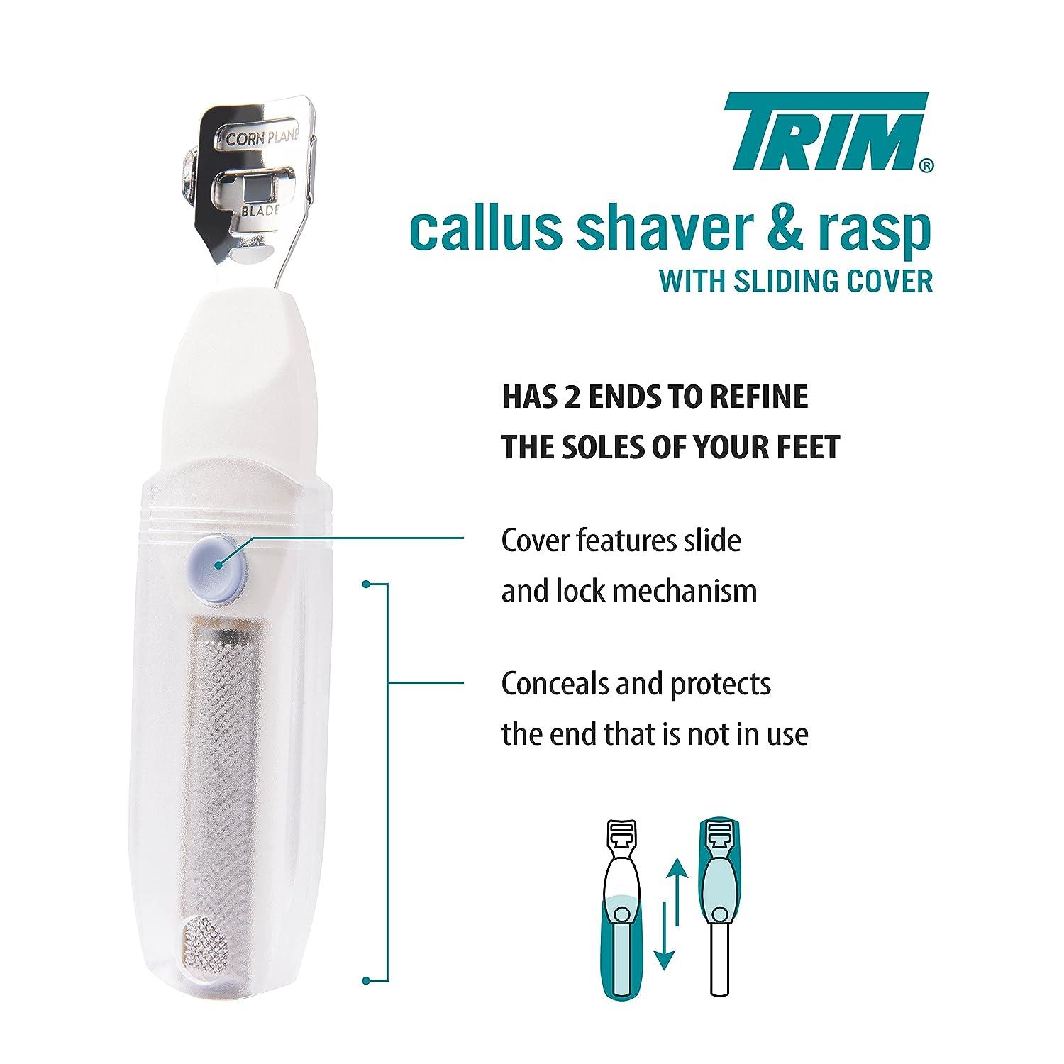 TRIM Foot Callus Shaver & Rasp 2in1 Foot Care Tool with Slide & Lock