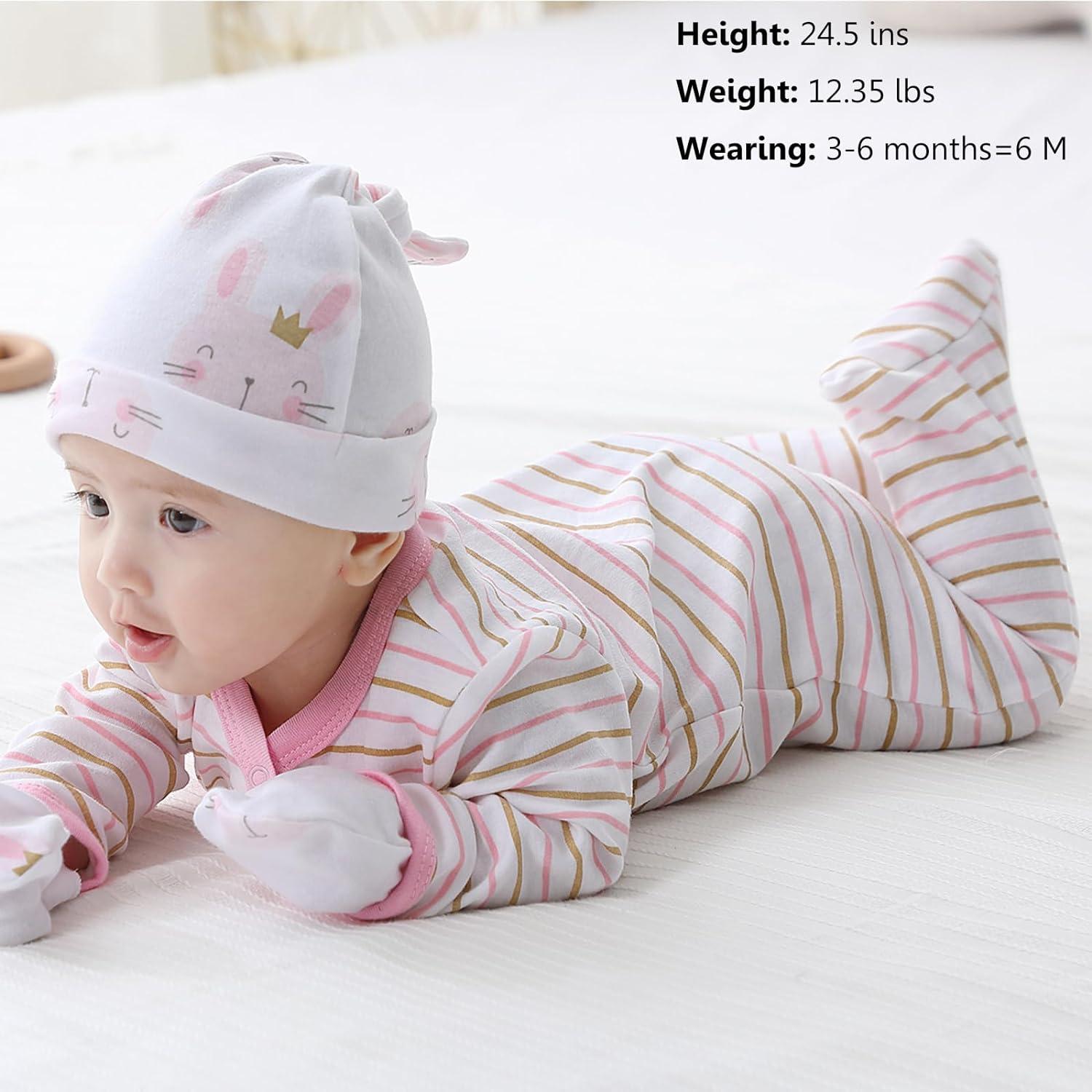 MAMIMAKA Baby Clothes Newborn Cotton Footed Pajamas 0-3 Months