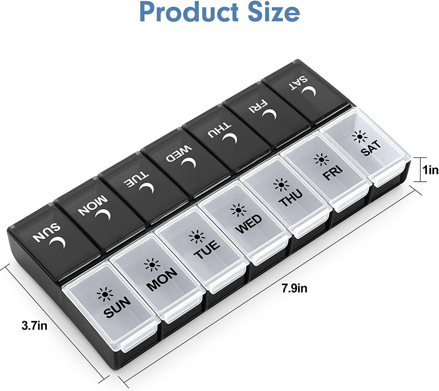 Large 7 Day Pill Organizer 2 Times a Day Weekly AM PM Pill Box for