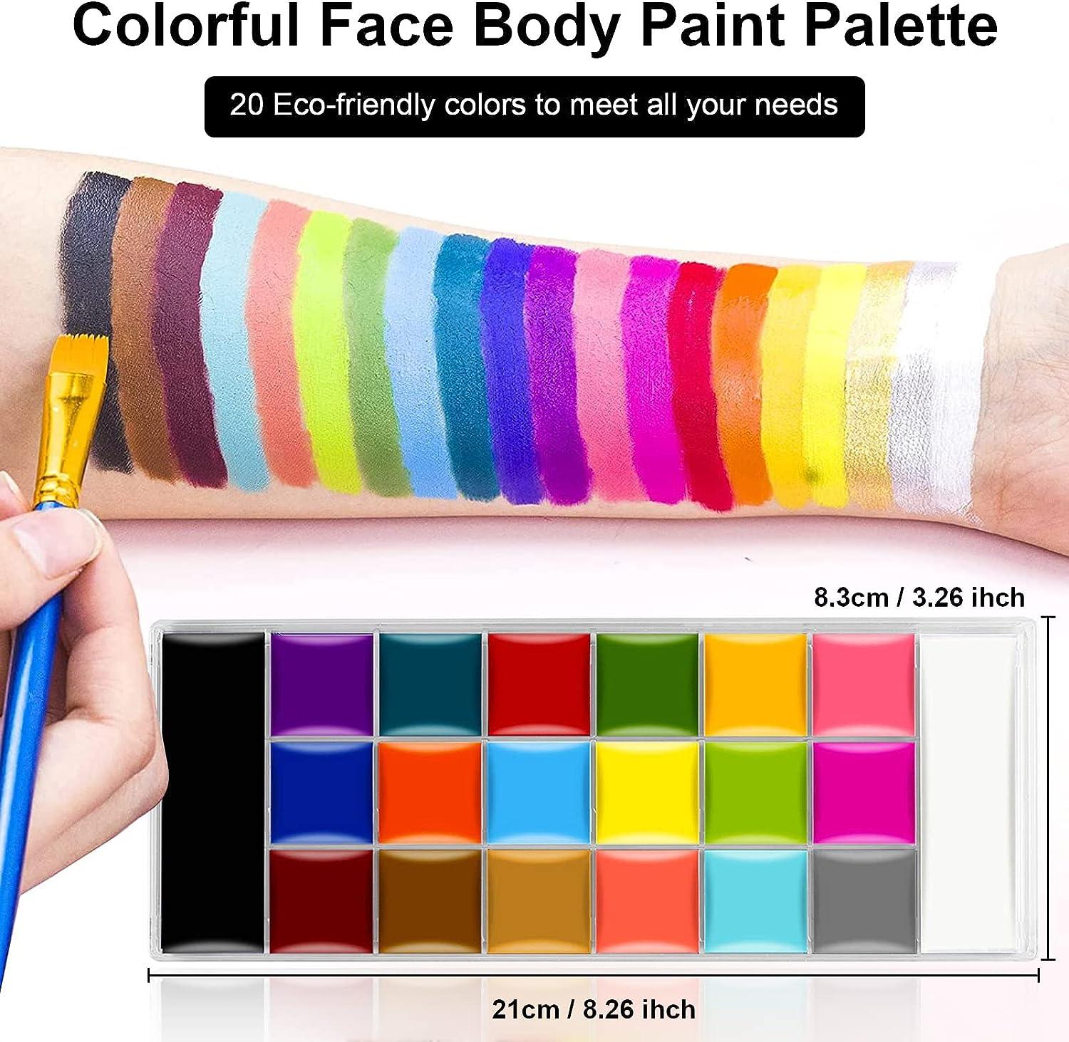 Face Body Paint Oil, 20 Colors Makeup Palette- Non Toxic