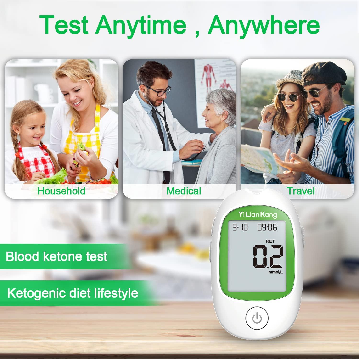 YiLianKang Blood Ketone Testing Kit Meter, 15 Strips, Lancets, Lancing