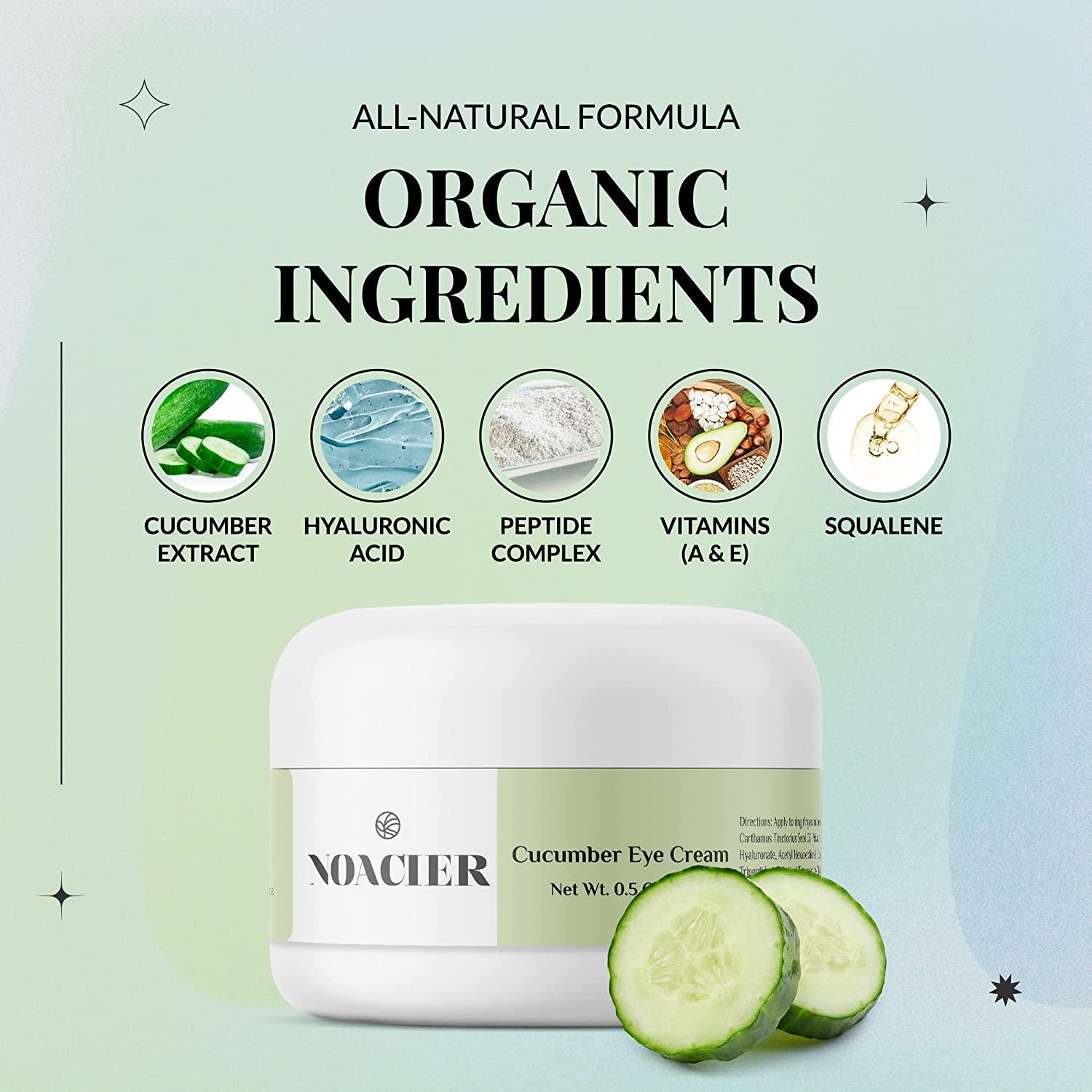 Cucumber Eye Cream for Dark Circles and Puffiness, Hyaluronic Acid