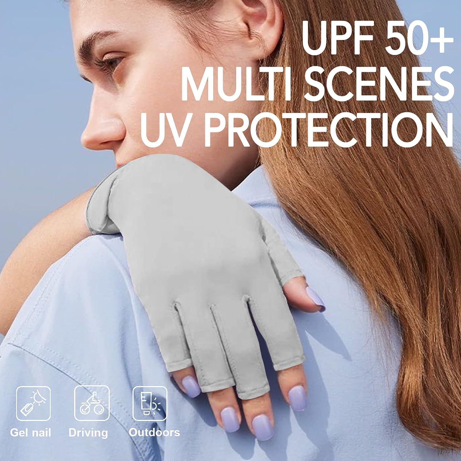 SayWow Fingerless Gloves Women Without Half Fingers Sun UV Protection UPF  50+ for Driving Gel Nails Manicure Grey