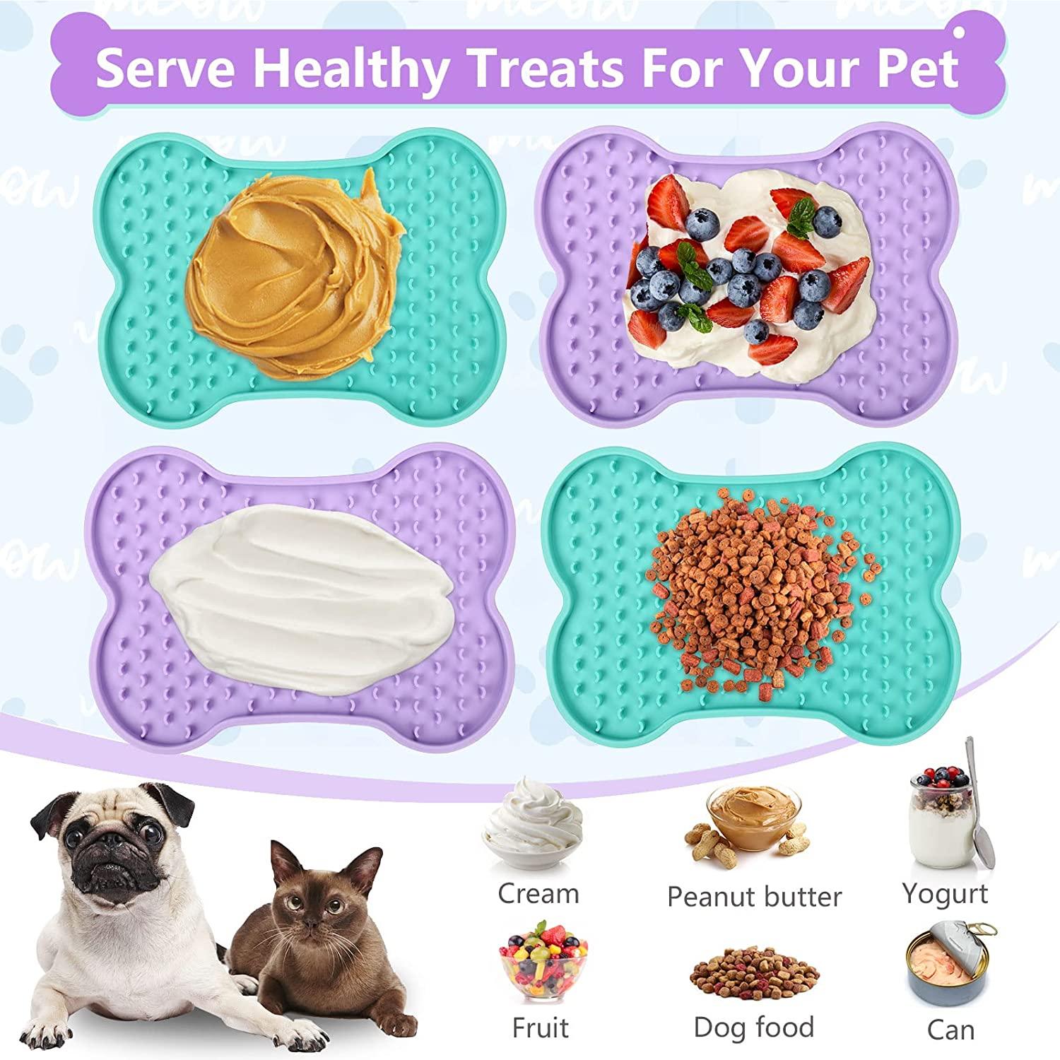 Licking Mat for Dogs Cats 2 Pack,Dog Peanut Butter Lick Pad Blue+