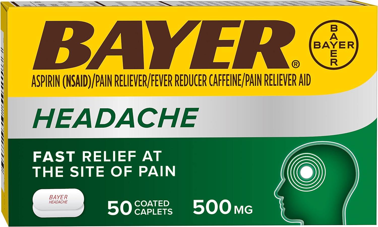 Bayer Headache Aspirin 500mg - Pain Relief and Fever Reduction