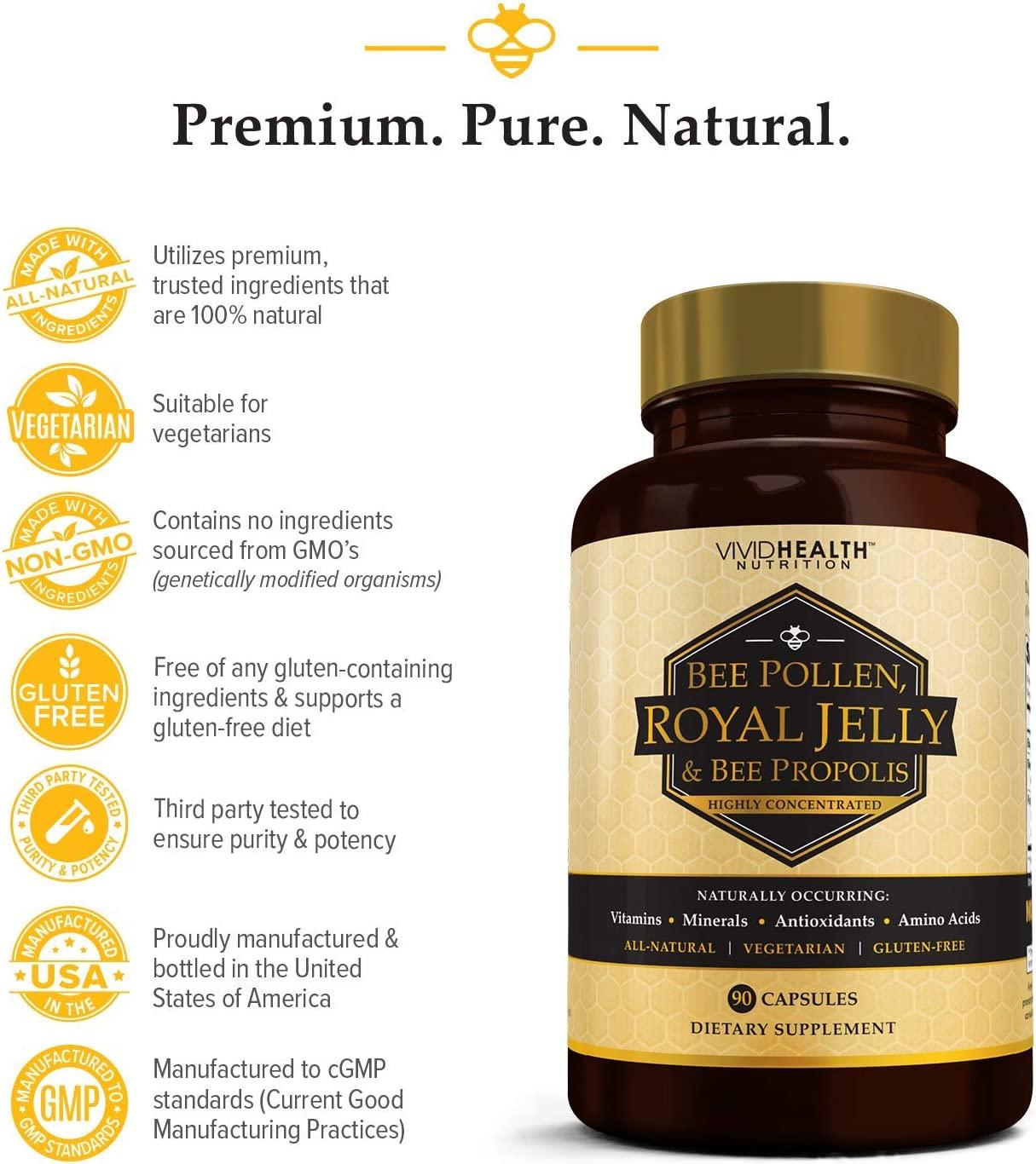 Immune Boosting Royal Jelly Supplement with Bee Pollen & Propolis