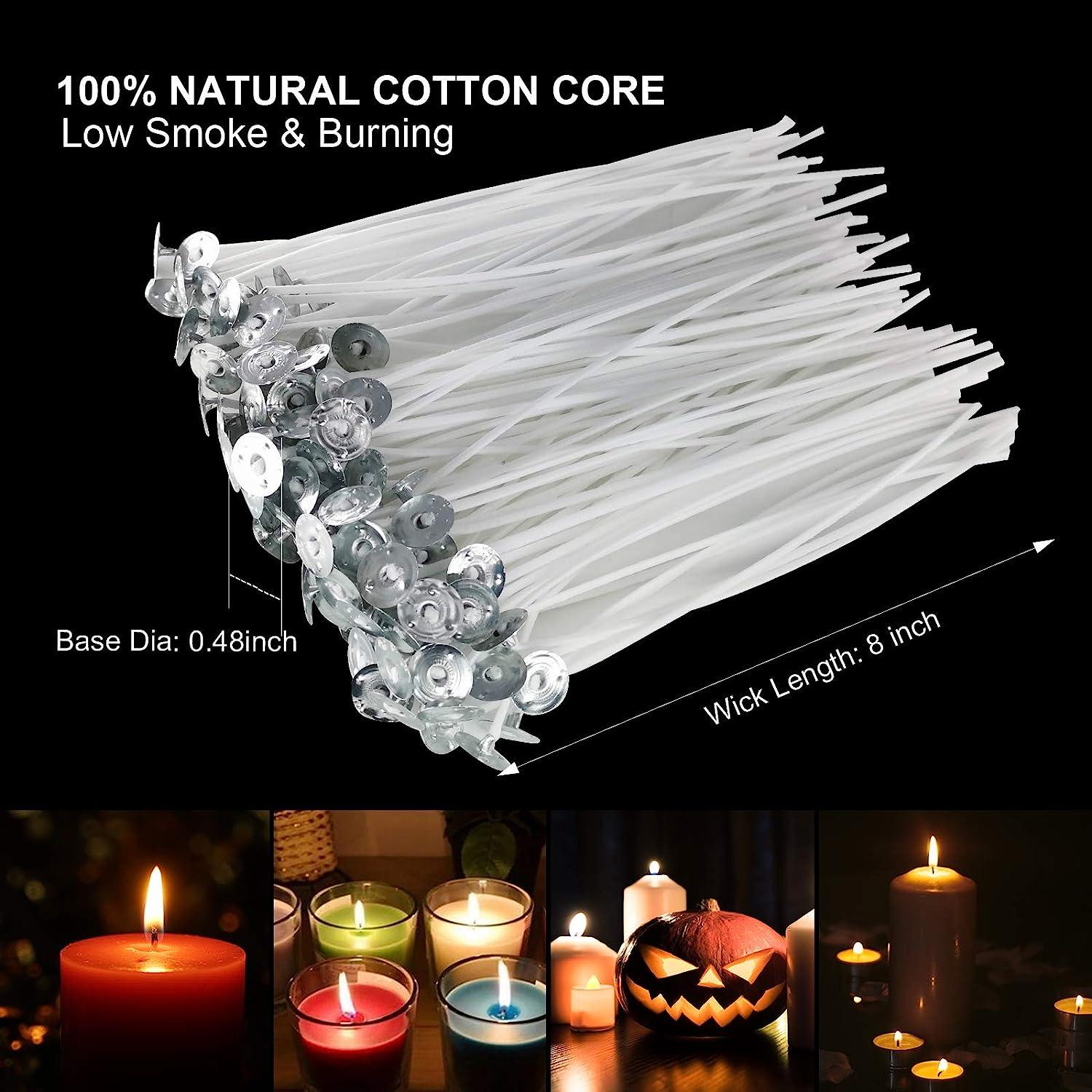 Candle Wicks 100 Pcs 6 inch with 30Pcs Candle Wick Stickers and 10 Pcs  Wooden Candle Wick Centering Device for Soy Beeswax Candle Making and Candle  DIY