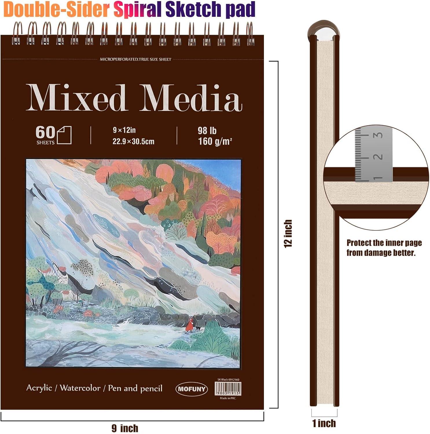 Mixed Media Sketch Pad 9 x 12 inches 60 Sheets (98lb/160gsm