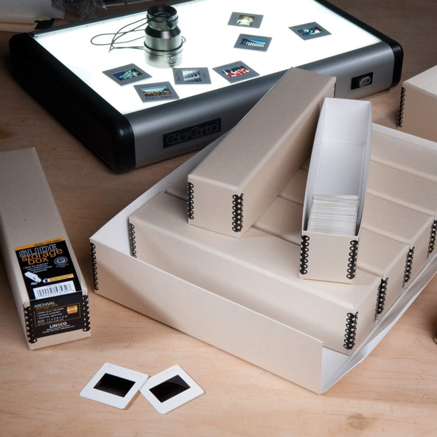 Lineco Archival Slide Storage Box 15.5x11.5x3 Holds 840 Slides Tan 1 Pack
