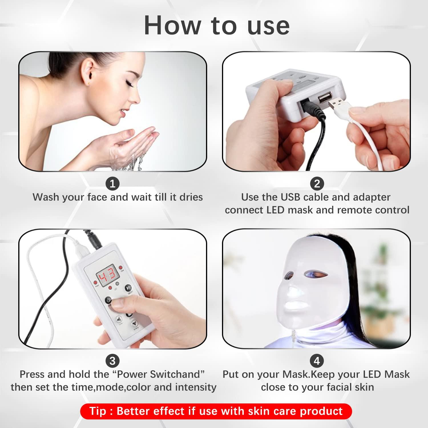 7 Colors LED Face Mask for Red Light Therapy at Home Facial Skin Care