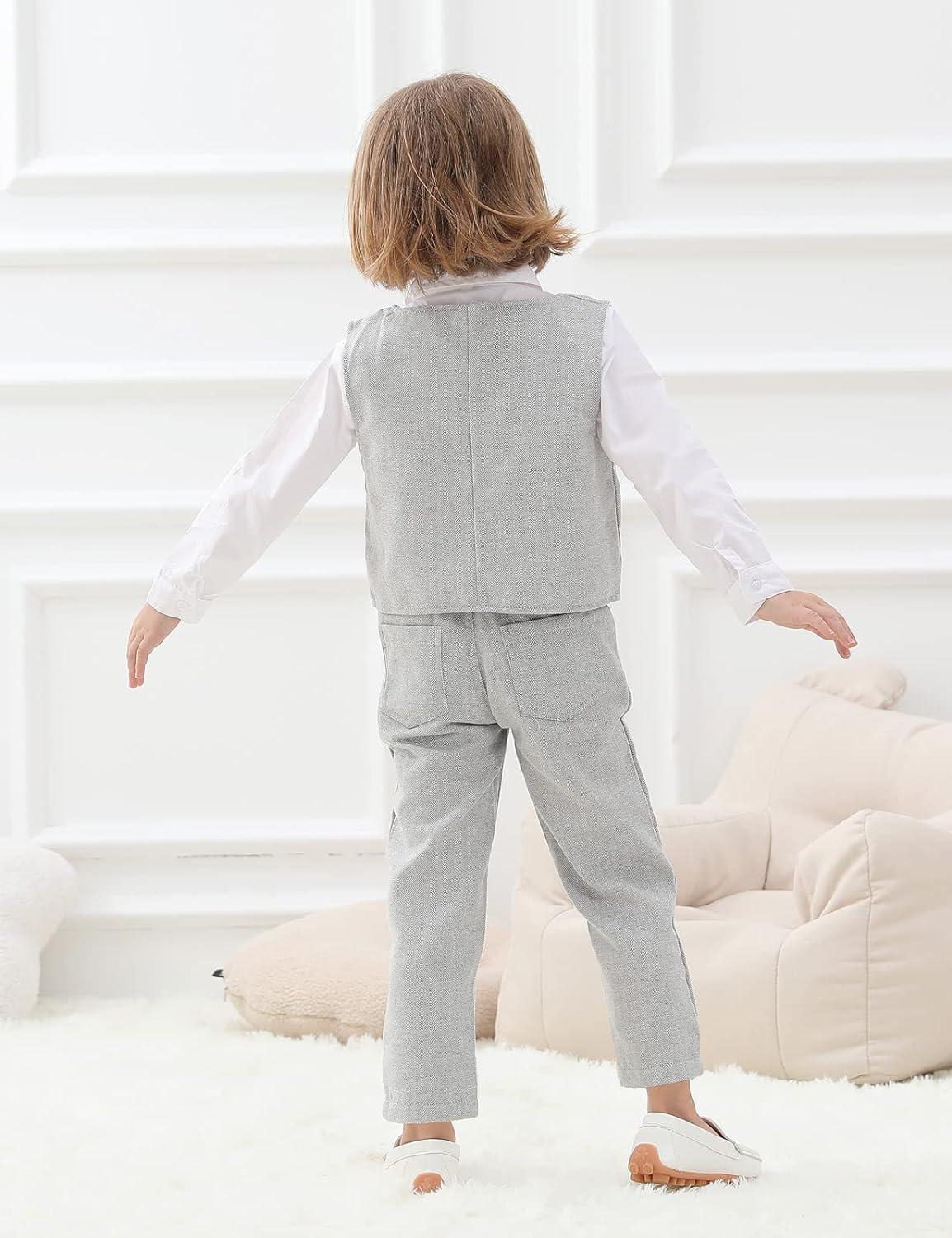 Mint Green Baby Boys Wedding Suit Set 3pcs Herringbone Tweed