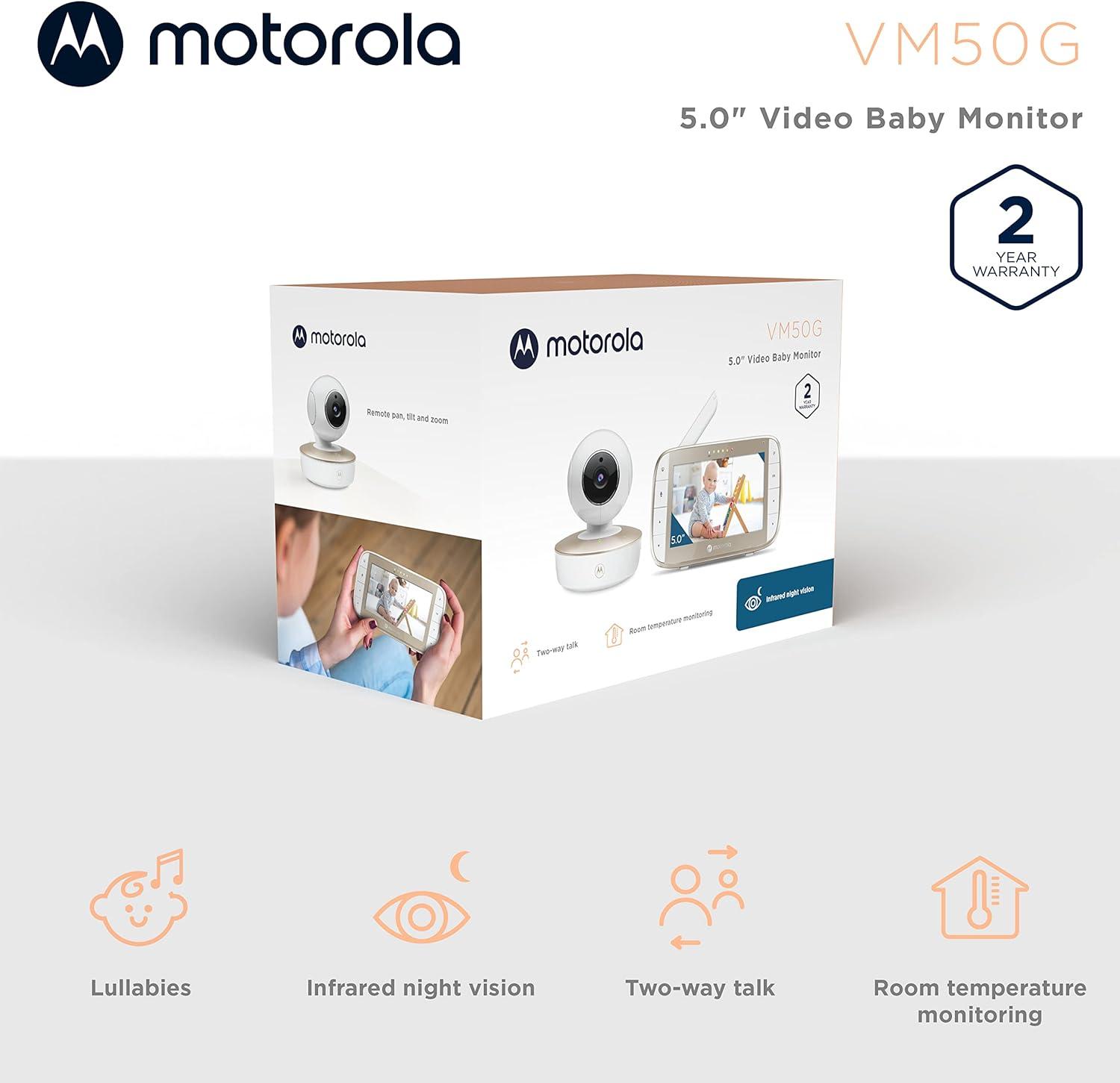 Motorola Baby Monitor - VM50G Video Baby Monitor with Camera, 1000ft Range  2.4 GHz Wireless 5 Screen, 2-Way Audio, Remote Pan, Tilt, Zoom, Room