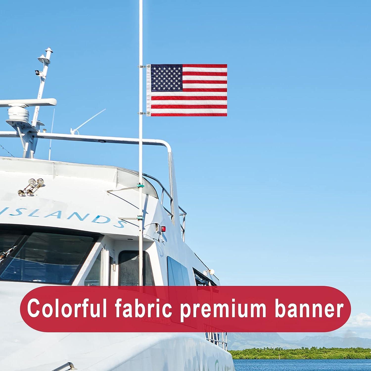 Nautical Boat Flag US 50 Star Sewn Boat Flag - 16x24 Inch American Yacht Ensign With Embroidered Stars & Brass Grommets Sewn Nautical American Flag Embroidered Stars Brass Grommets