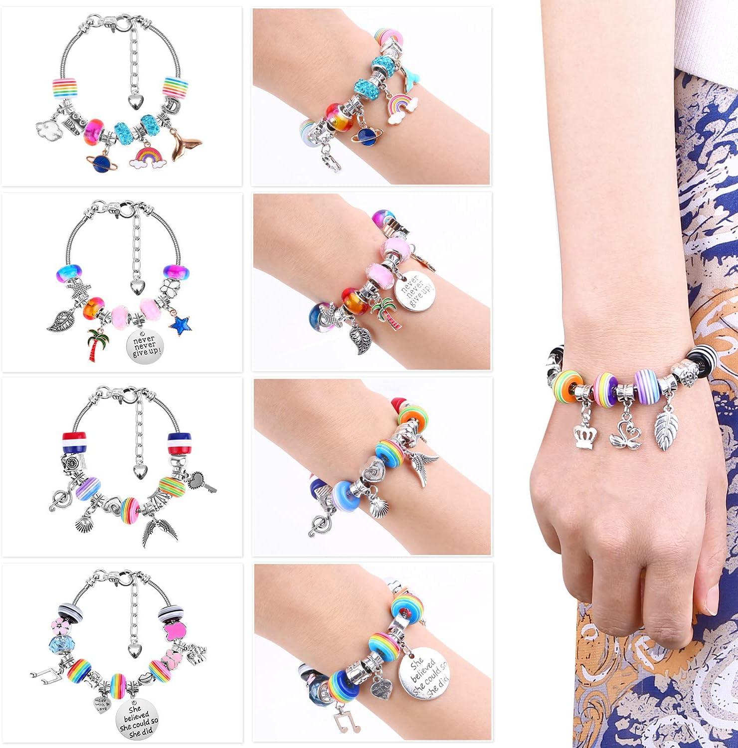 Flasoo Charm Bracelet Making Kit, 66Pcs Charm Beads Oman