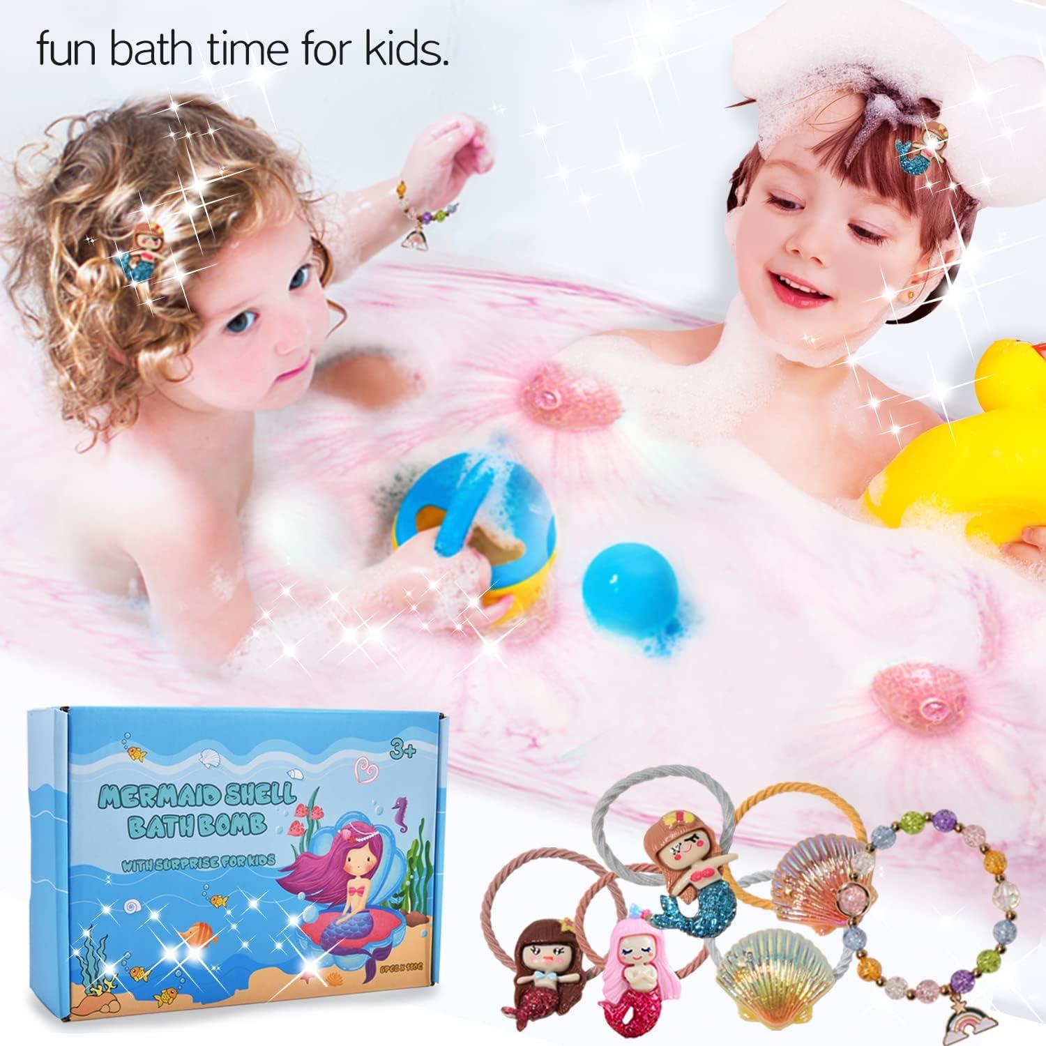 Mermaid Bath Bombs for Kids Girls with Surprise Inside, 6 Pcs Natural Fizzy  Princess Fun Shell Bubble Bath Bomb Kit with Jewelry Toys, Christmas Easter  Basket Stuffer Valentines Day Birthday Gift Set