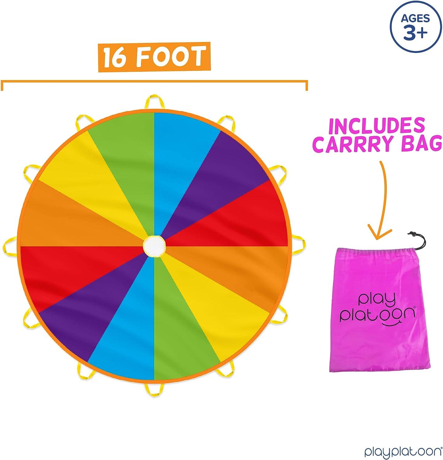 thumbnail image 2 of Dulousia Kids Play Parachute - 20ft Rainbow Parachute With Handles For Group Games & Activities 2 of 14