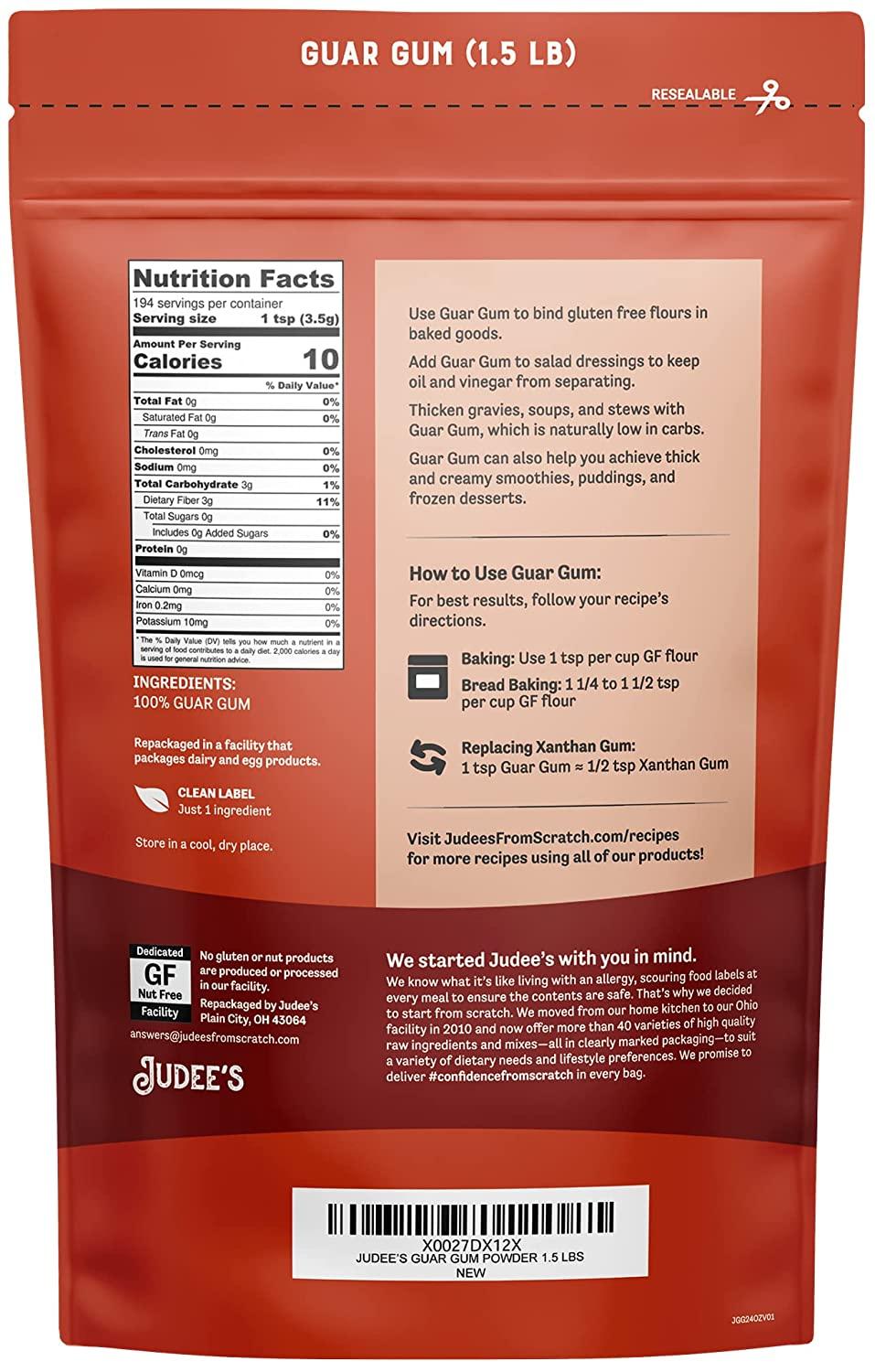 Judees Guar Gum Powder 1.5lb (24oz) KetoFriendly, GlutenFree & Nut