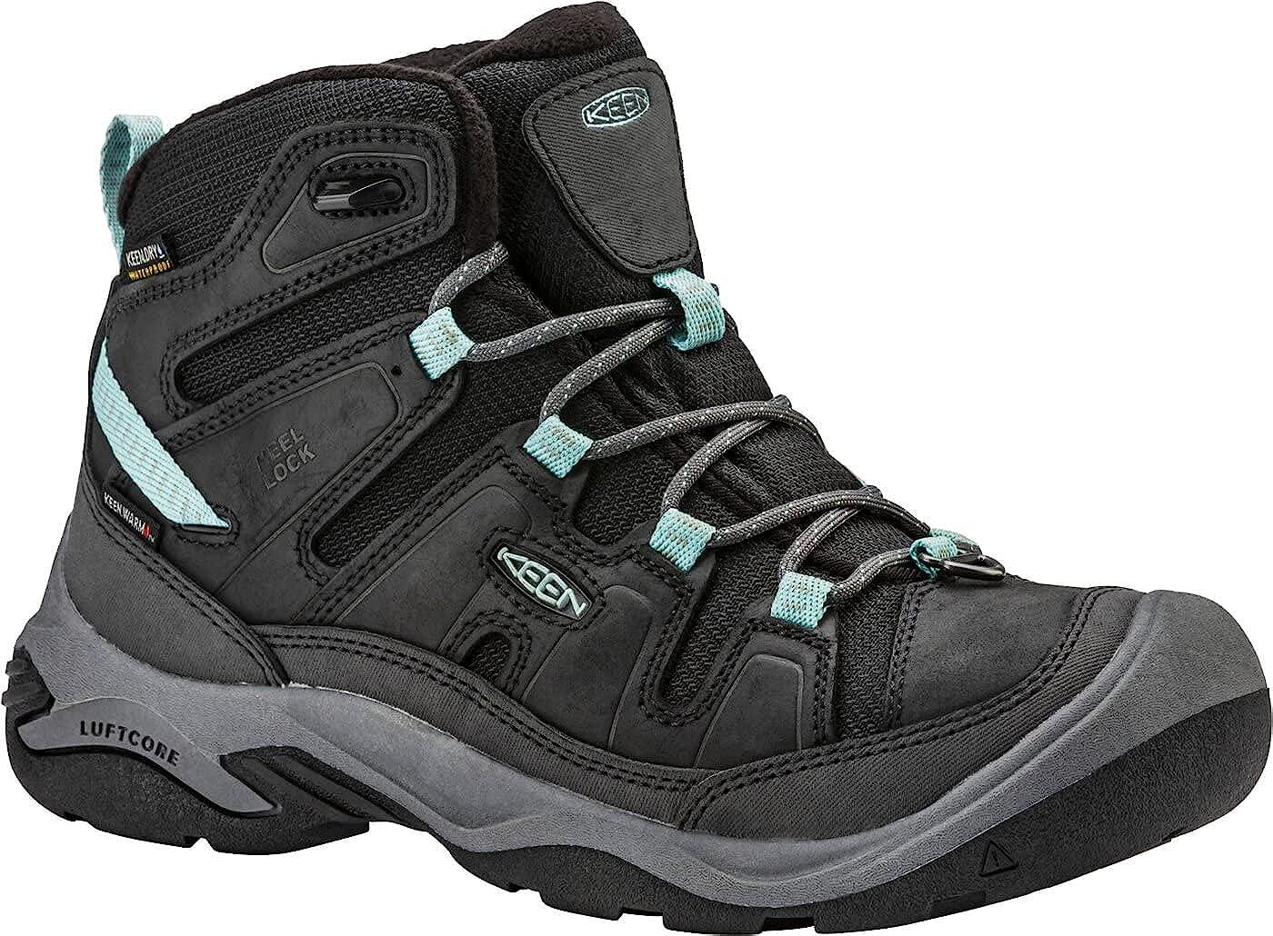 KEEN Women's Circadia Mid Height Polar Hiking Boots 8.5 Black/Cloud Blue