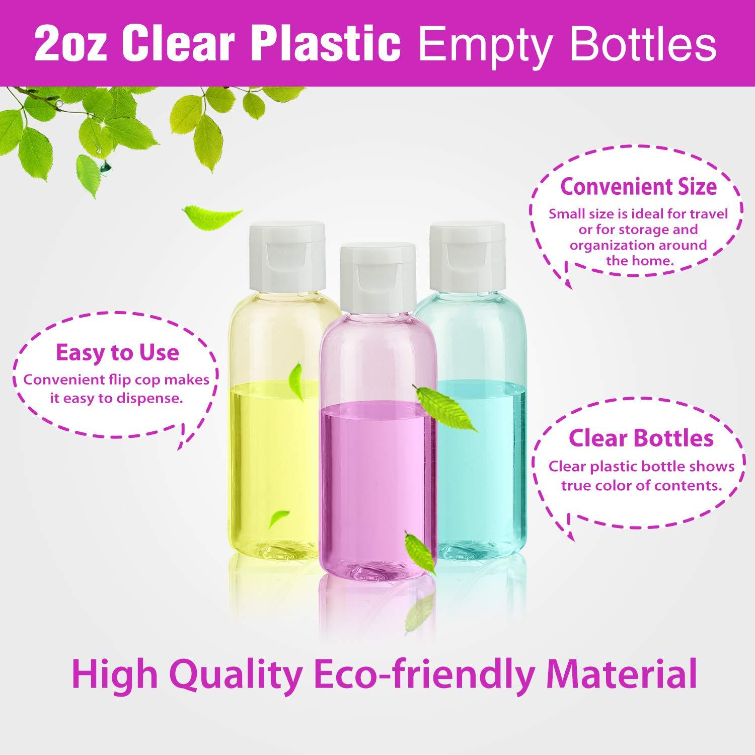 30 Pcs 2 oz Clear Plastic Empty Bottles, Travel Size Bottles with Flip