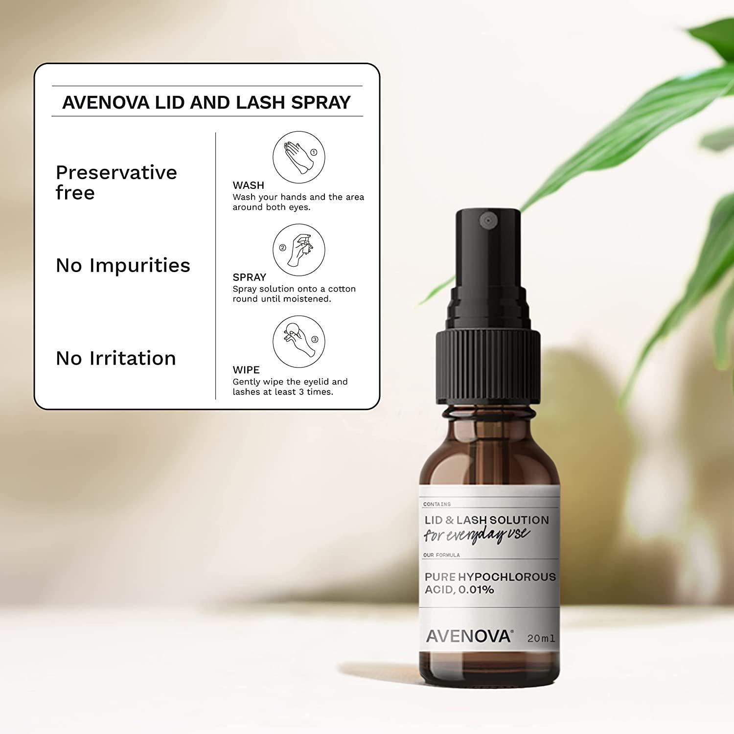 Avenova Eyelid and Eyelash Cleanser Spray Dry Eye Relief With Pure