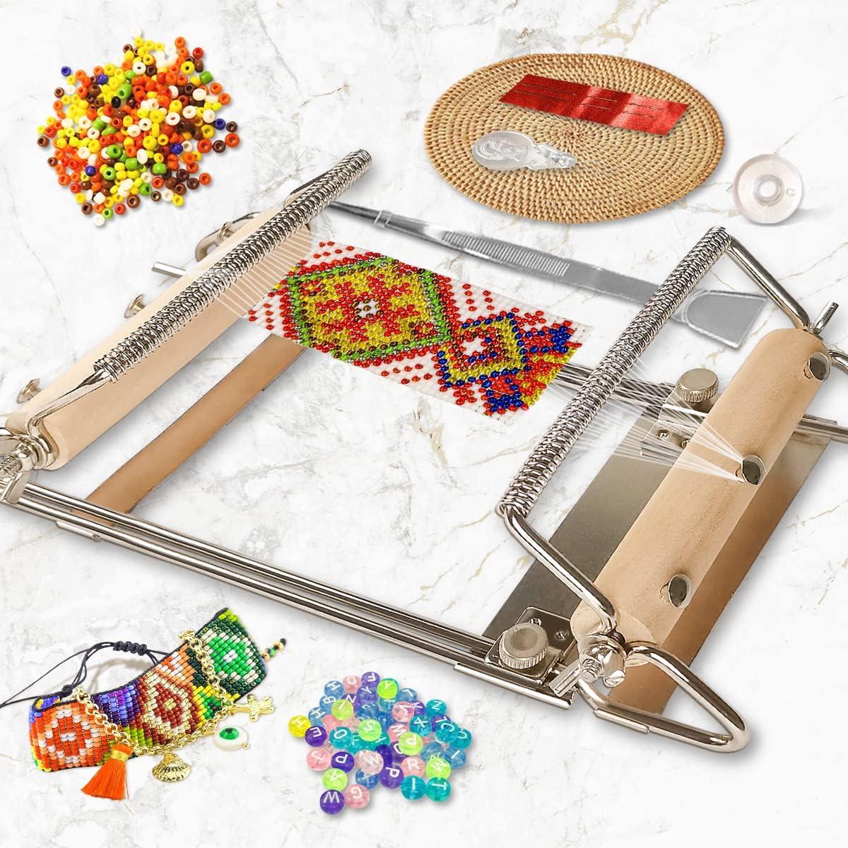 INDIVSHOW Adjustable Bead Loom,Seed Bead Loom Kit Includes Thread