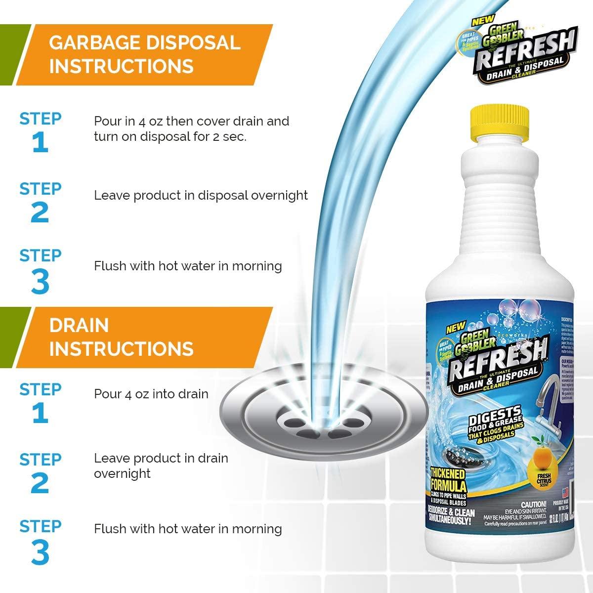 Green Gobbler 32 oz Refresh Garbage Disposal, Drain Cleaner and