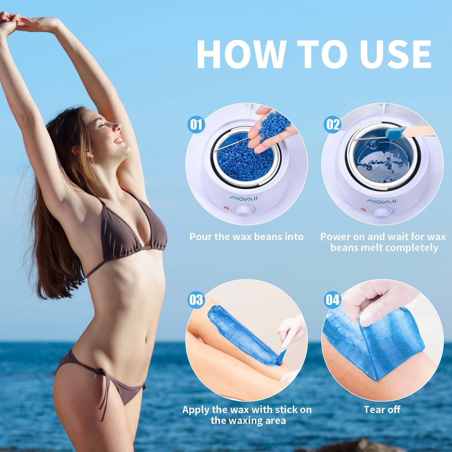 Waxing Kit, AVAII Wax Warmer Hair Removal Wax Kit with 4 Bags Hard Wax