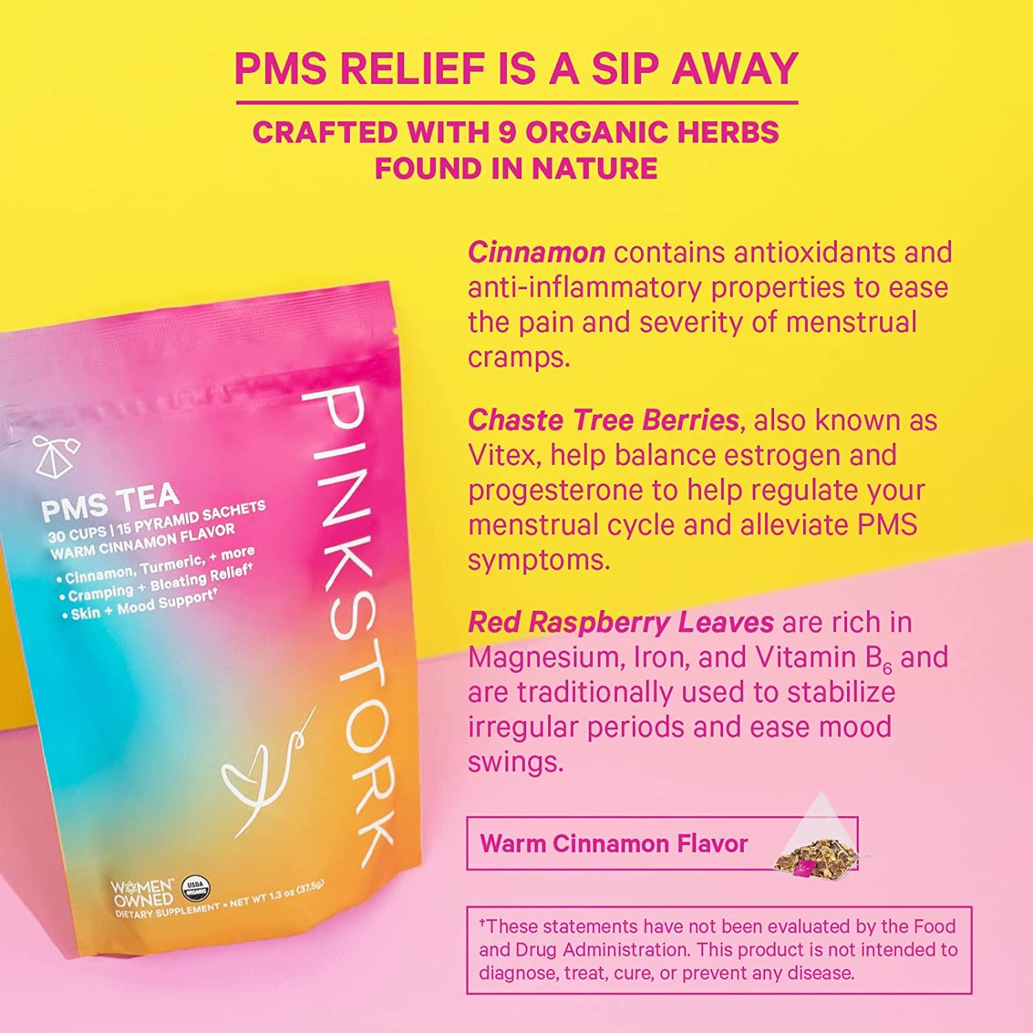 Pink Stork PMS Tea Warm Cinnamon Tea, 100 Organic, Natural Period