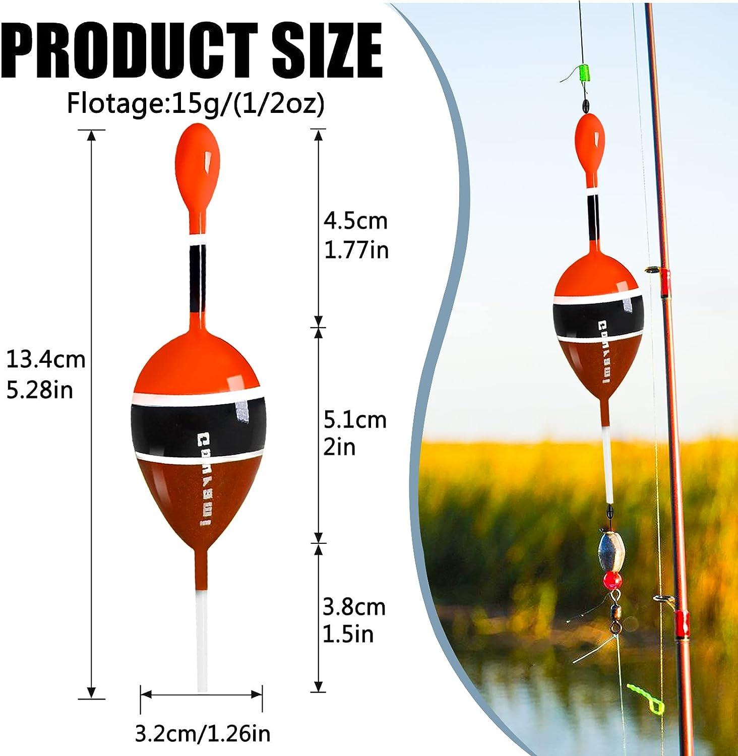 Gourami Slip Bobbers Floats Kit,Balsa Wood Slide Bobbers with Bobbers  Stops,Fishing Floats and Bobbers for Crappie Panfish Bass Trout Fishing  Black and Red-5pcs
