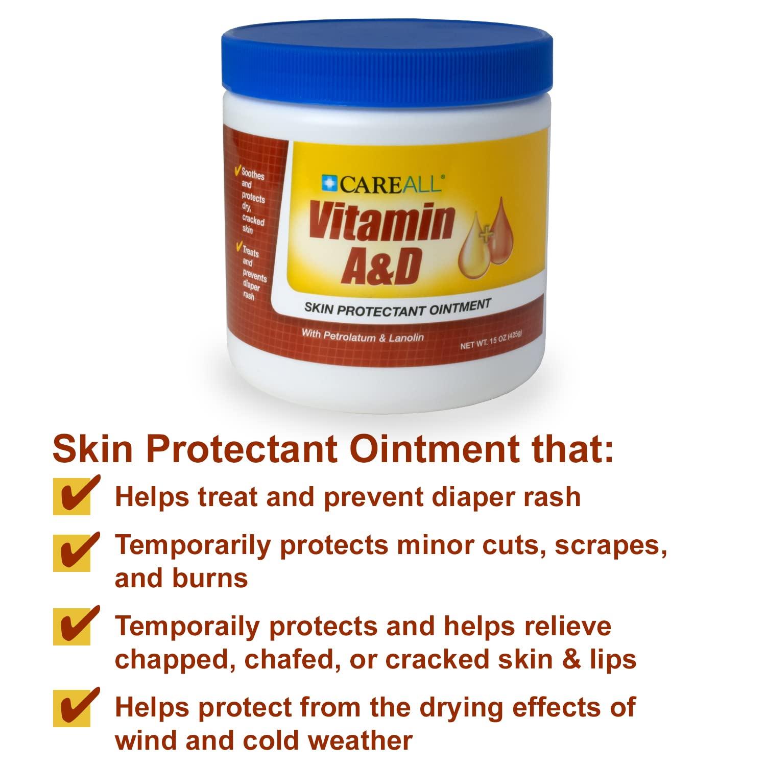 CareALL 15oz Tub Vitamin A&D Ointment with Lanolin Diaper Rash and Skin