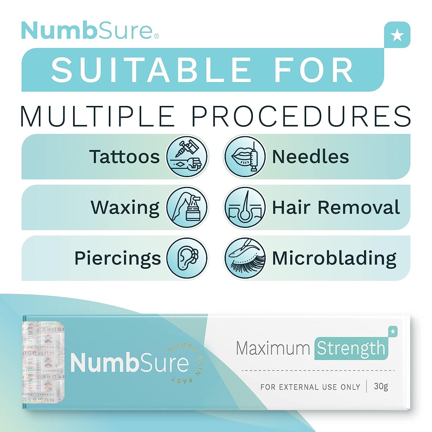 5 Lidocaine Numbing Cream by NumbSure Extra Strong Topical Numbing