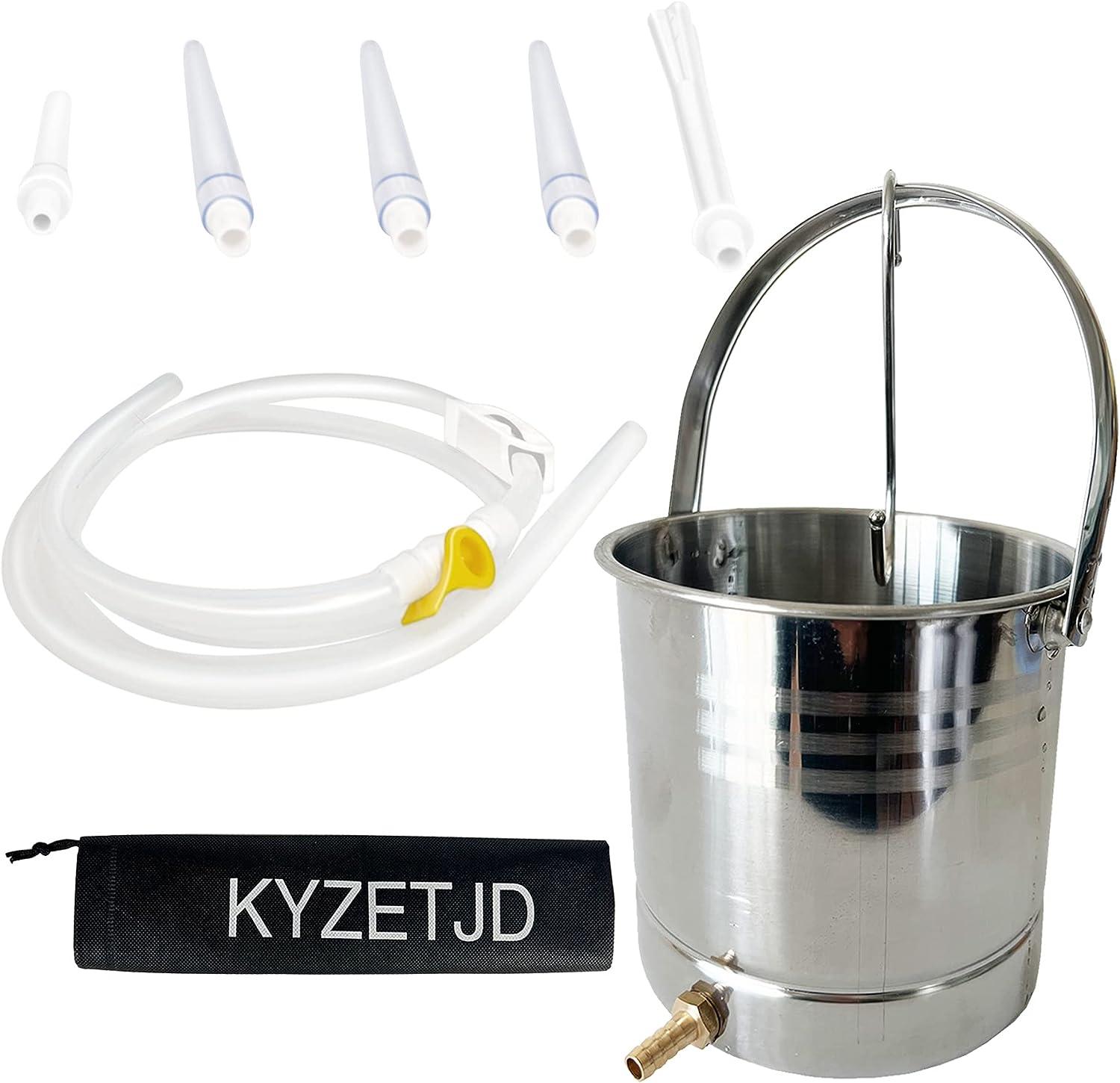 KYZETJD Stainless Steel Enema Bucket Kit for Colon Detox Cleanse Enemas
