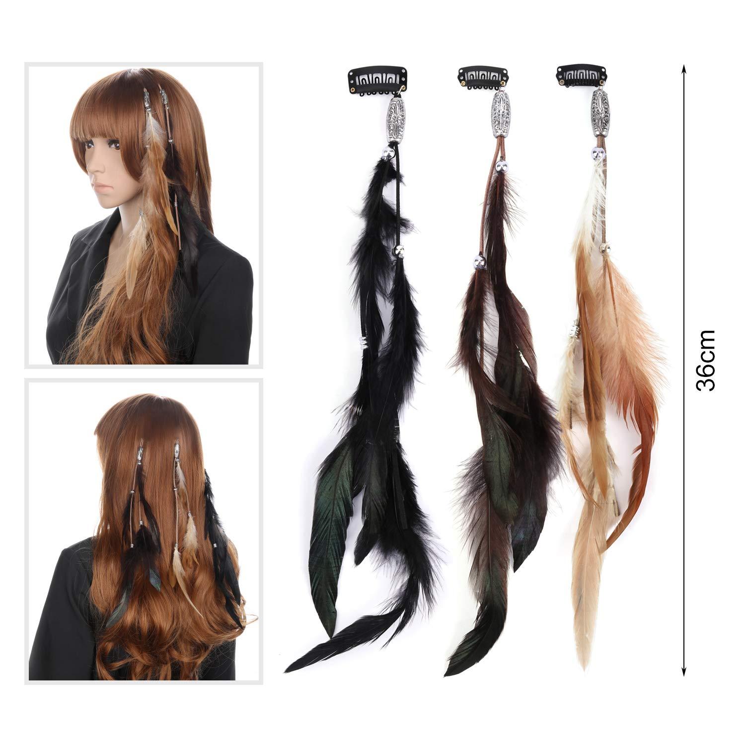 Men's Feathers Hair Clip Extension | Pirate Hair Accessories