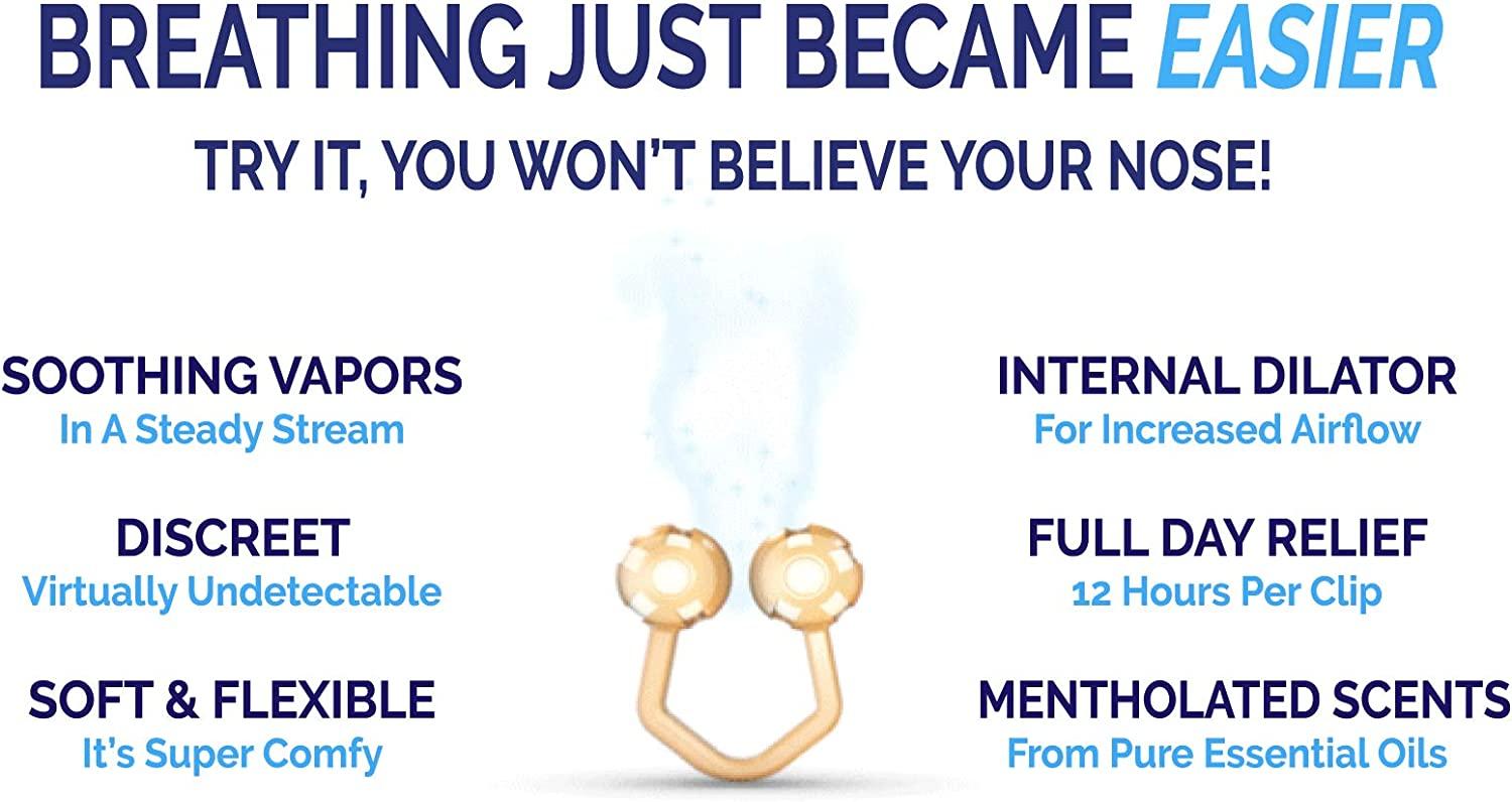 Vapor Soothers Nasal Dilator Clips, Cool & Easy Breathing Under Your