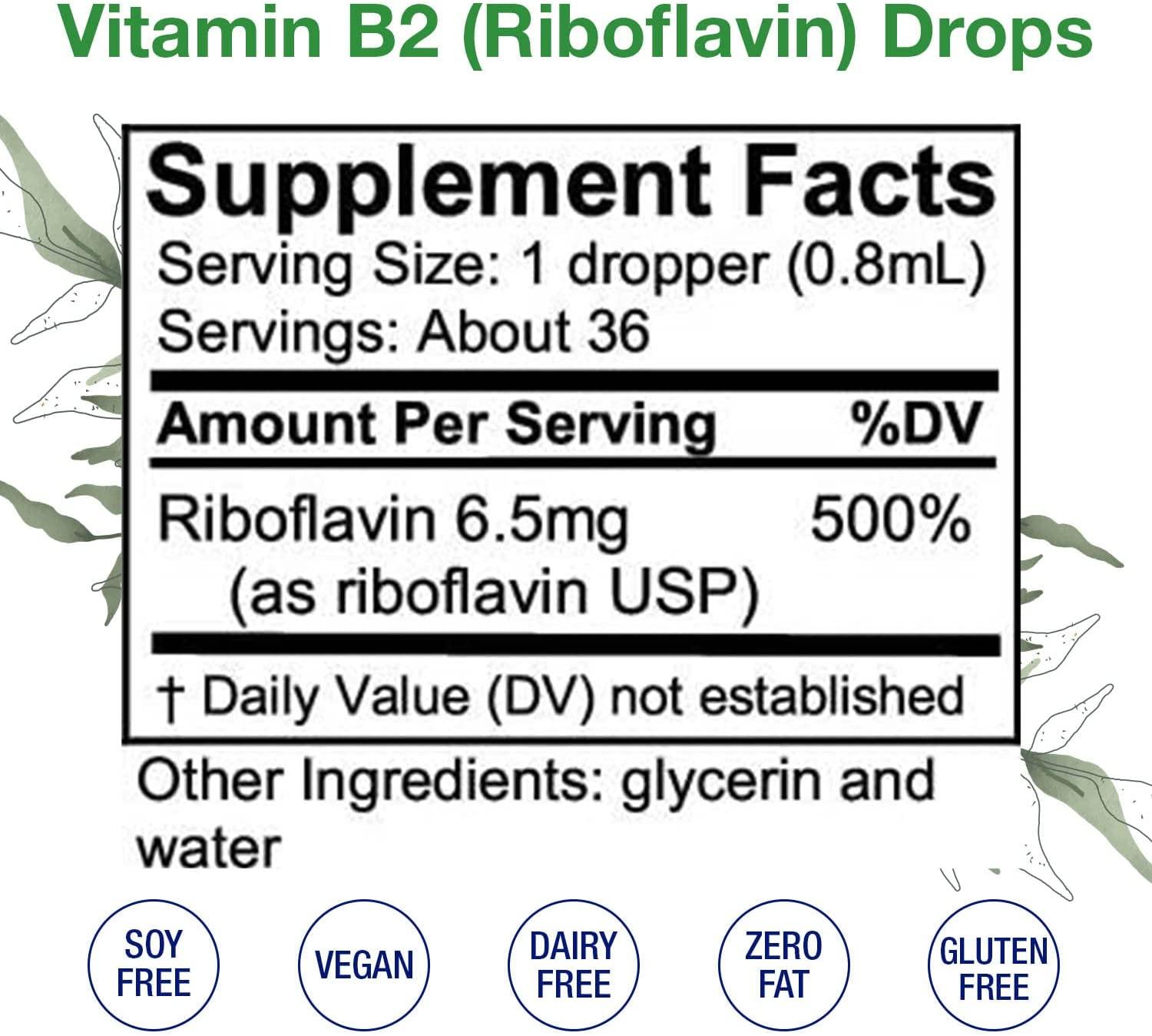 Vitamin B2 (Riboflavin) Drops B Vitamin Liquid to Support Digestion