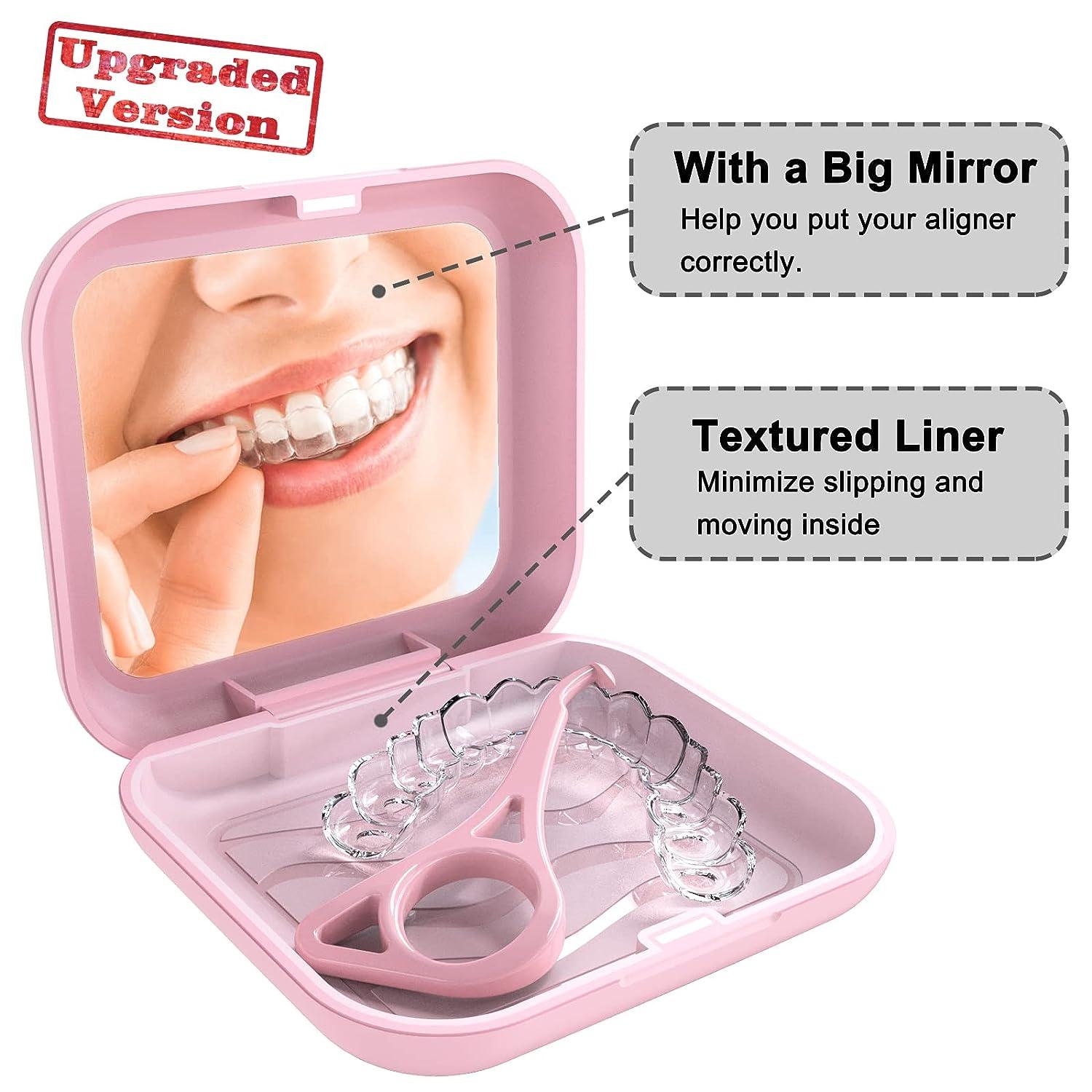 Retainer Case 2Pcs Retainer Box Dentures Case Braces Container Night Aligner Storage Holder Strainer Basket Travel False Teeth Protecting Cleaning B Cleaner - View #4