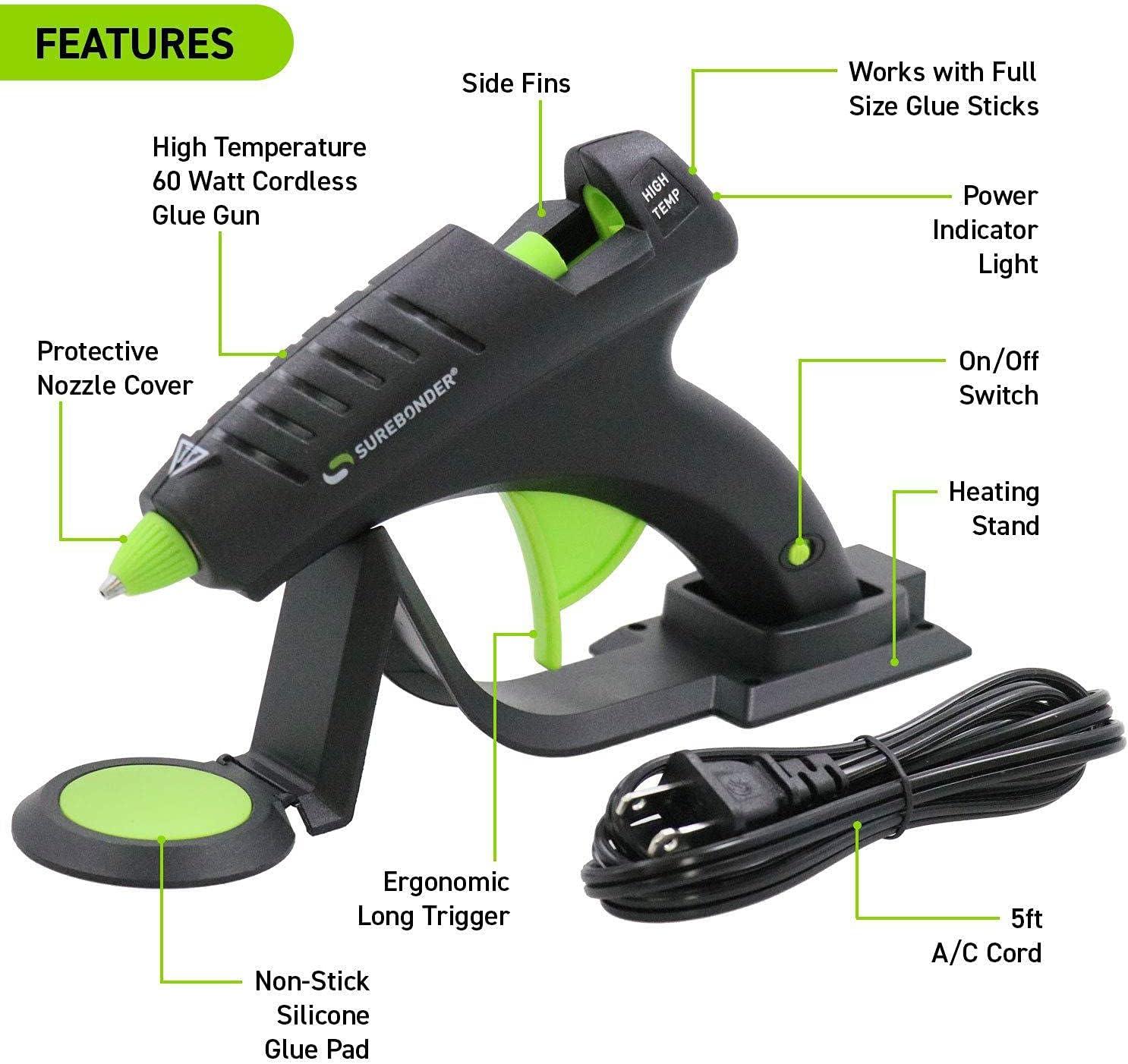Surebonder Cordless Hot Glue Gun, High Temperature, Full Size, 60W, 50%  More Power - Sturdily Bonds Metal, Wood, Ceramics, Leather & Other Strong  Materials (Specialty Series CL-800F)