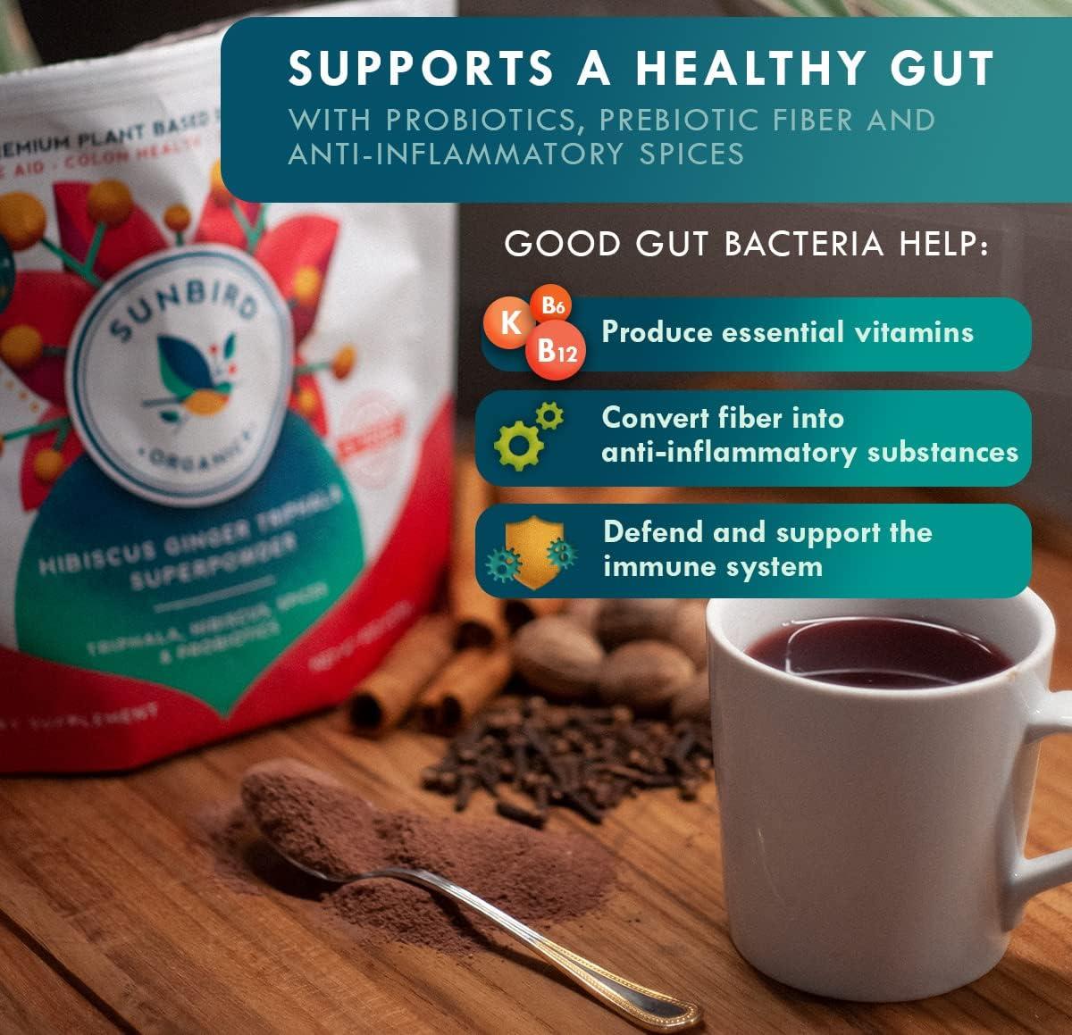 Triphala Powder Organic with Probiotics 1 Billion CFUs, Hibiscus