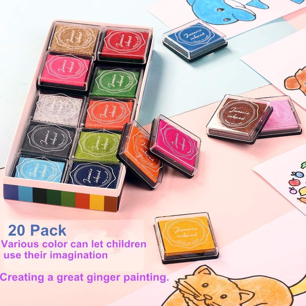 Xoreart Finger Ink Pads for Kids Washable Craft Ink Stamp Pads 16 Color DIY for Rubber Stamps Paper Scrapbooking Wood Fabric Best Gift for Kids