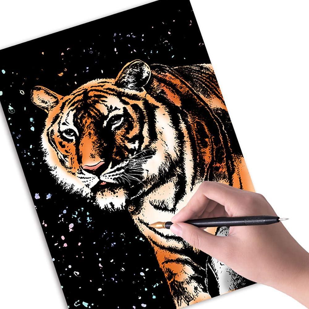 Animal Scratch Art for Adults, Foil Scratch Painting Colour
