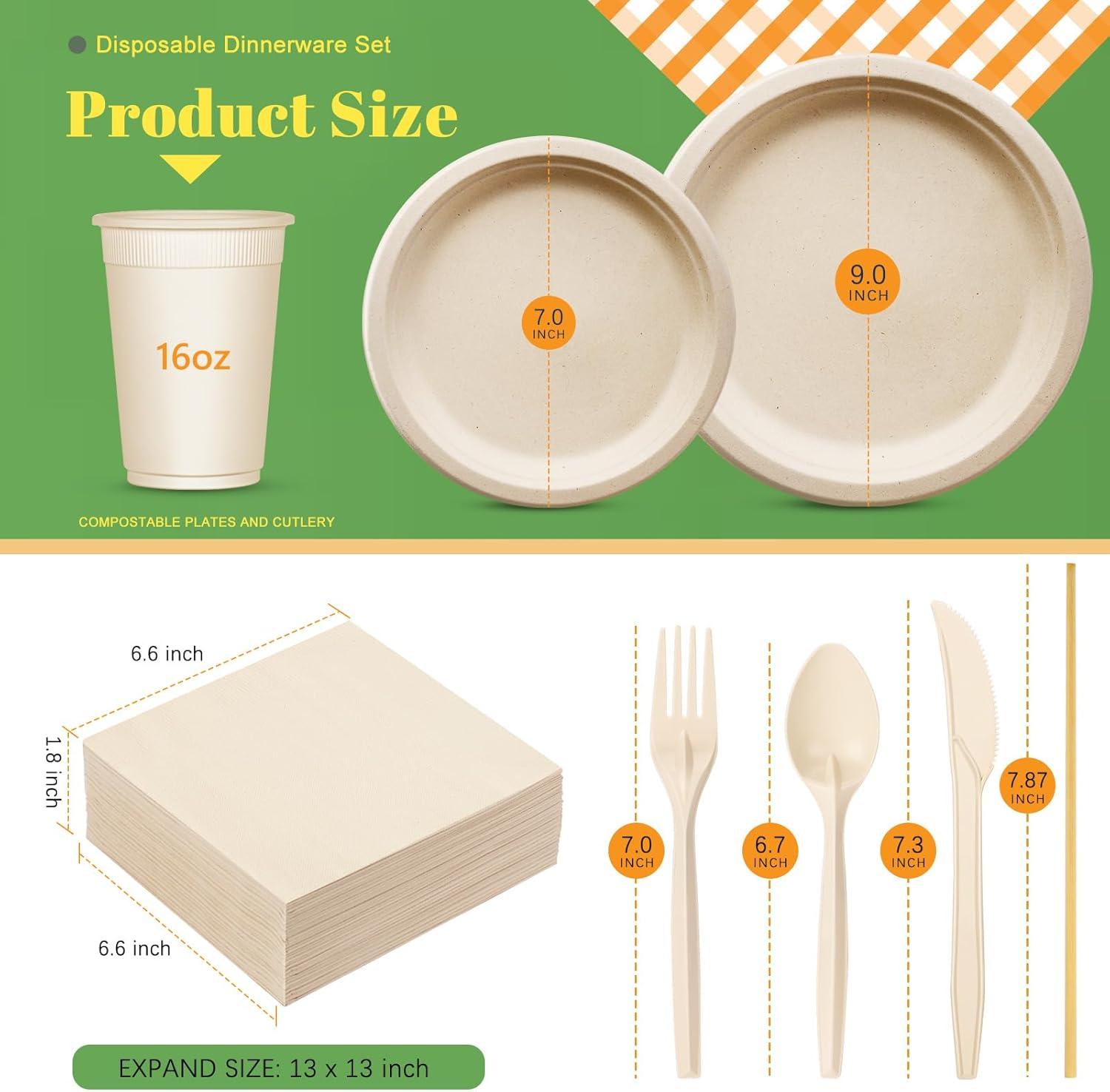 Plastic Plates Disposable Paper Plates Set Eco Party Plates Forks 1033215