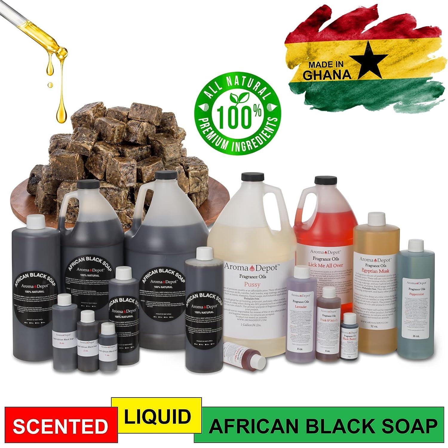 Aroma Depot 8 oz Raw African Liquid Black Soap 100% Natural soap for Acne,  Eczema, Psoriasis, and Dry Skin Scar Removal Face And Body Wash. Handmade
