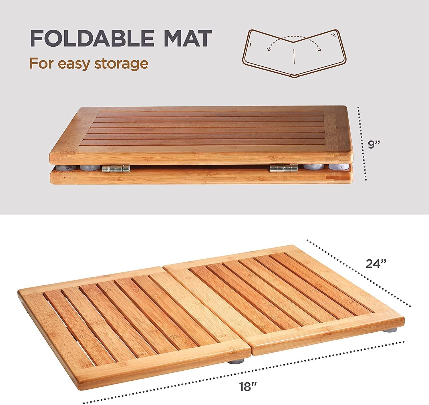 18 20 24 26 28 30 36 Inches Wide Wood Bath Mat for Inside Shower, Portable  Bathroom Floor Mat/Slatted Foot Platform Raised Non Slip Dry Mats