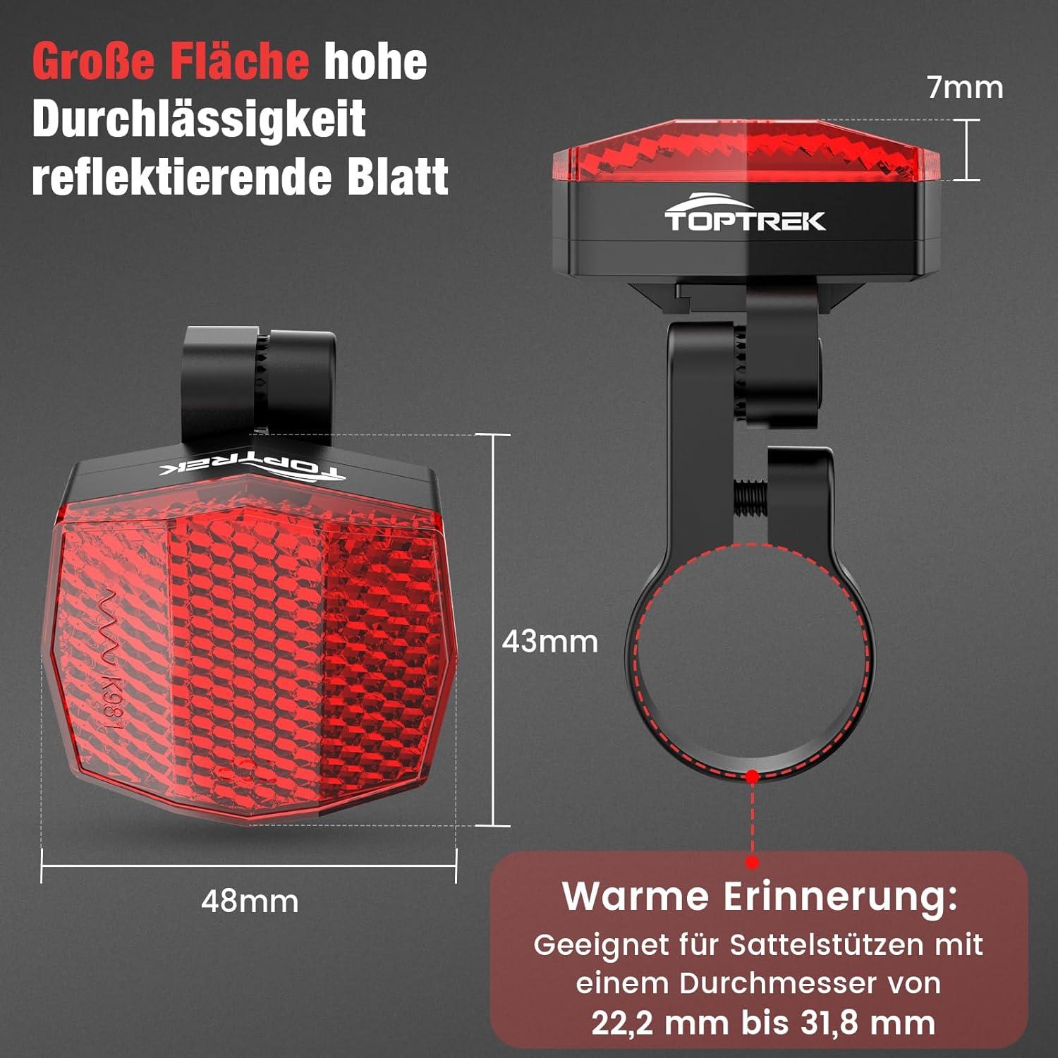 Catarifrangente Tondo TiyoBike 41mm Per Parafango Bici - Rosso LED Catadiottro StVZO Approvato Germania