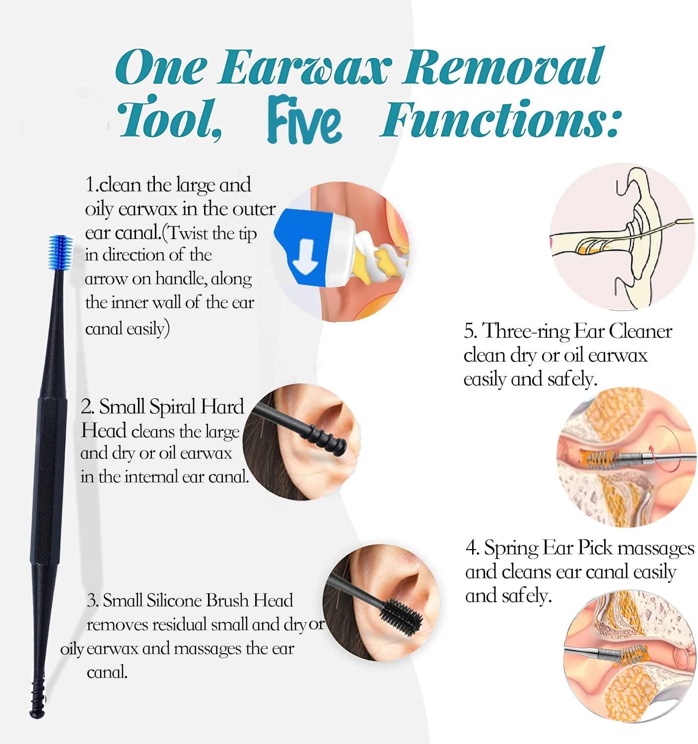 Q Grips Ear Wax Remover Kit Soft Spiral Design with 16 Replacement