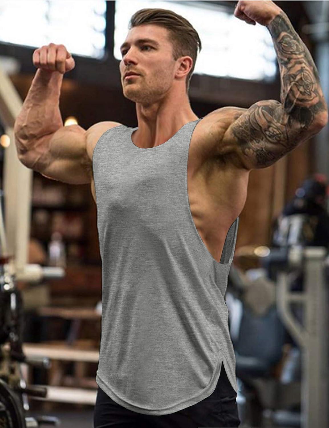 COOFANDY Men's 3 Pack Workout Tank Tops Sleeveless Gym Shirts Bodybuilding  Fitness Muscle Tee Shirts Black/Medium Grey/Army Green Medium